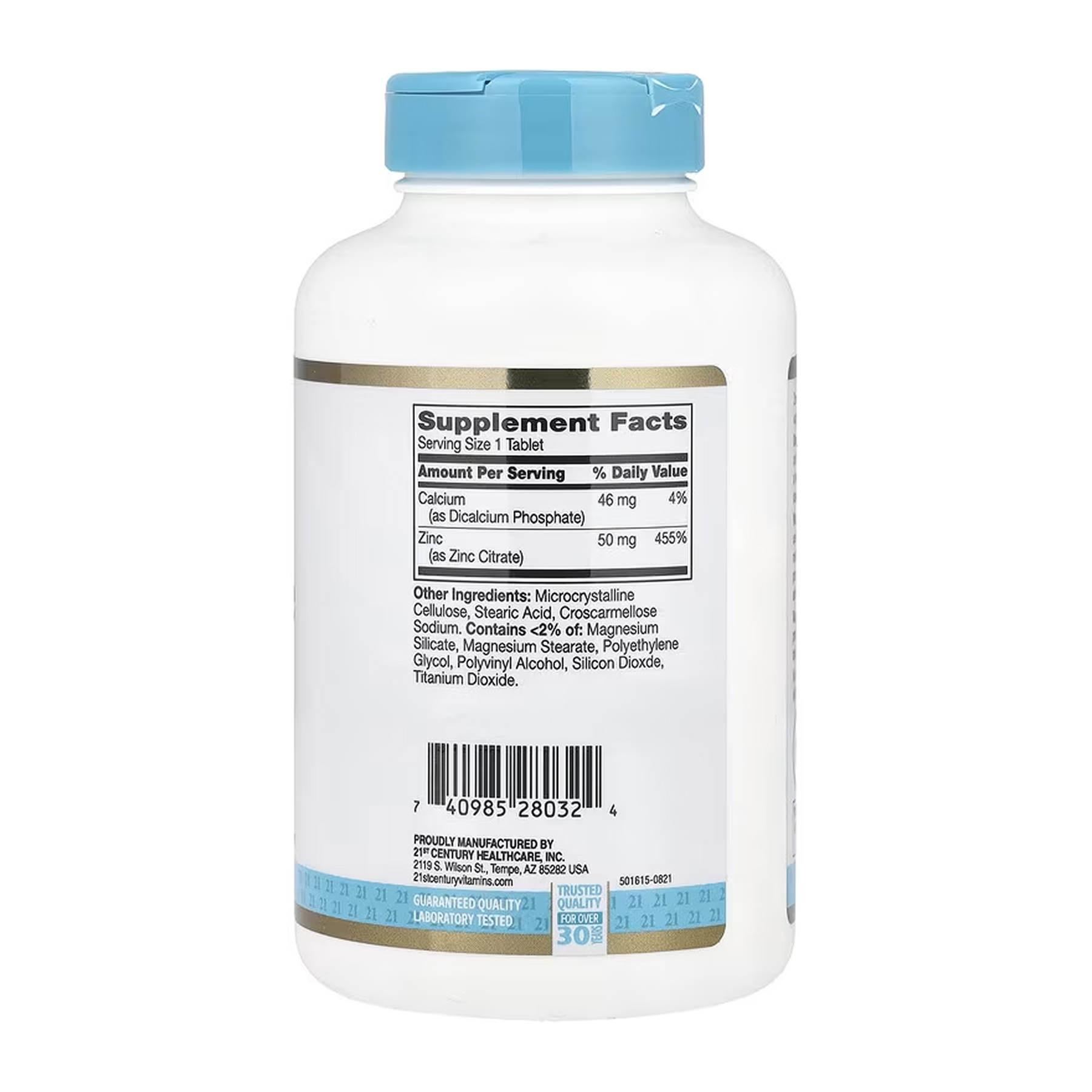 21st Century Zinc Citrate 50 mg - 360 tabs 2023-10-7069