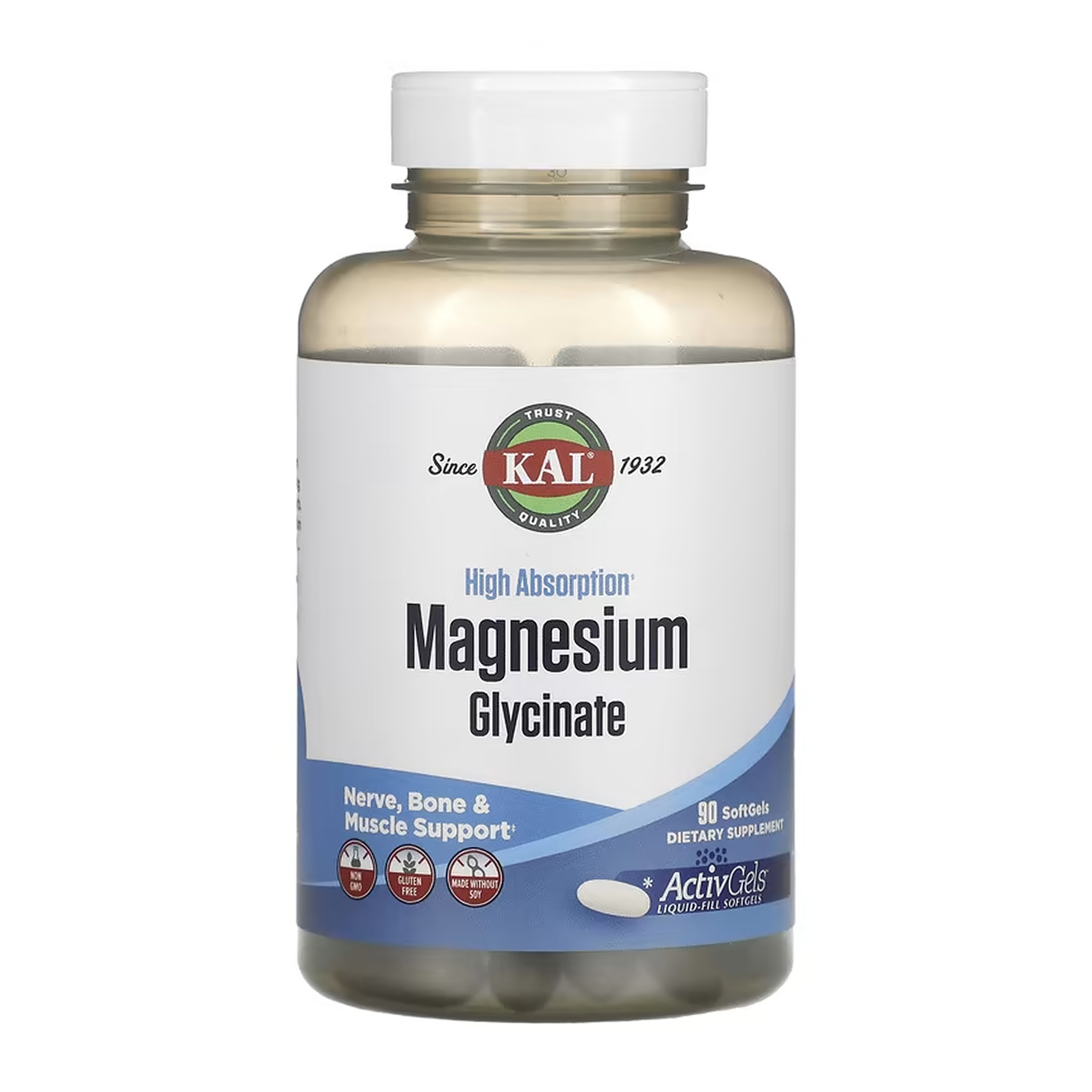KAL Magnesium Glycinate - 90 softgels 2023-10-7019