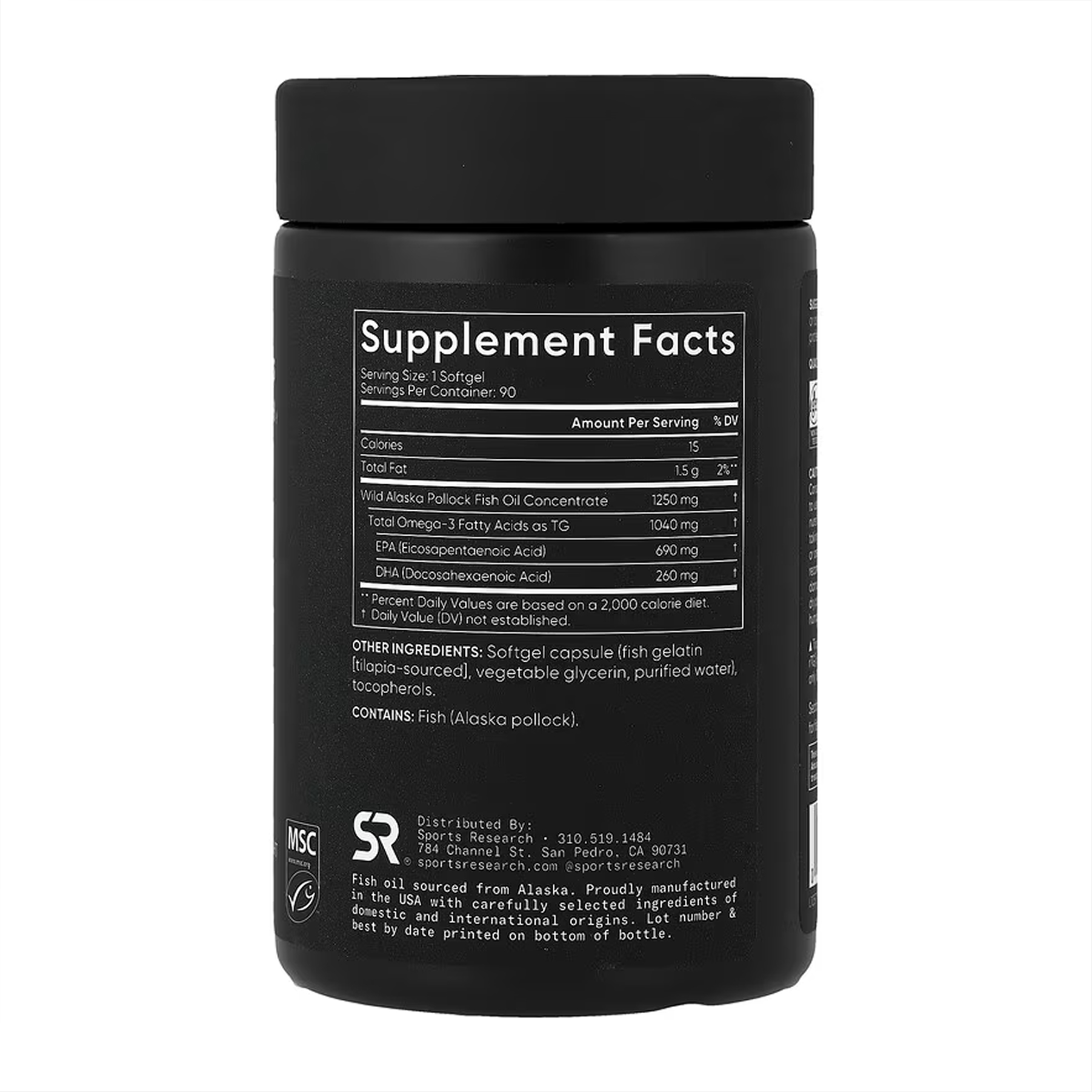 Sport Research Omega-3 Fish Oil Alaska Pollock 1250mg - 90 softgels 2023-10-3444