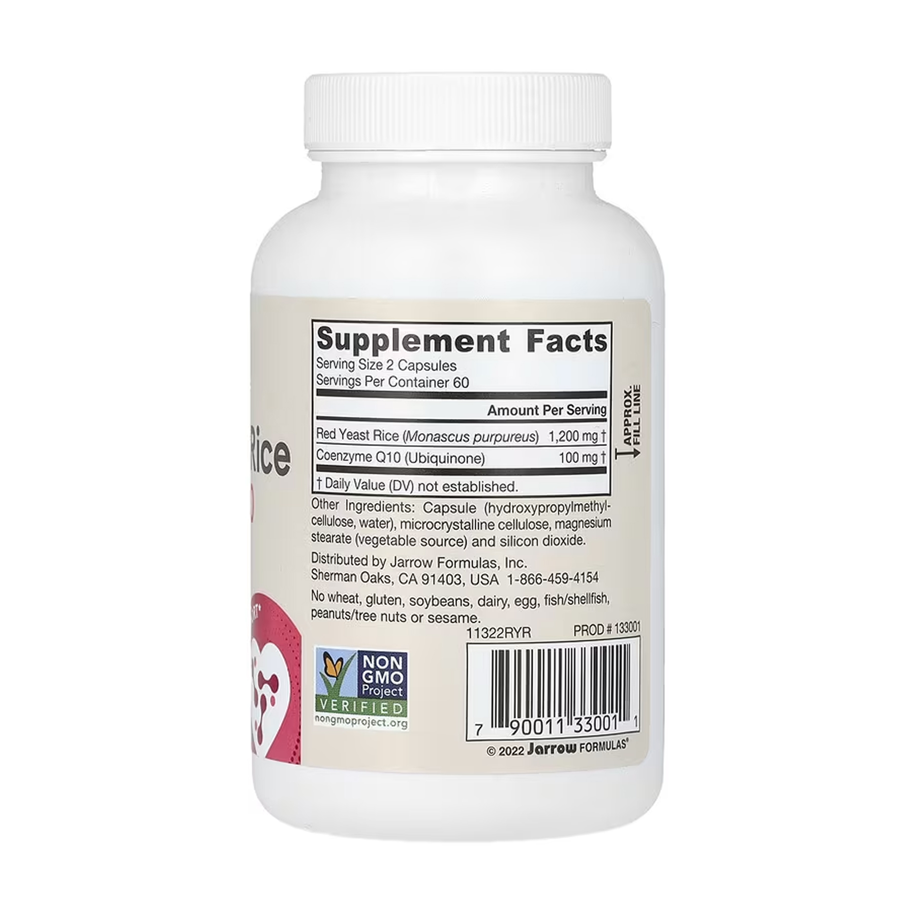Jarrow Formulas Red Yeast Rice + Co-Q10 600mg - 120 vcaps (Затертая дата) 2023-10-8005