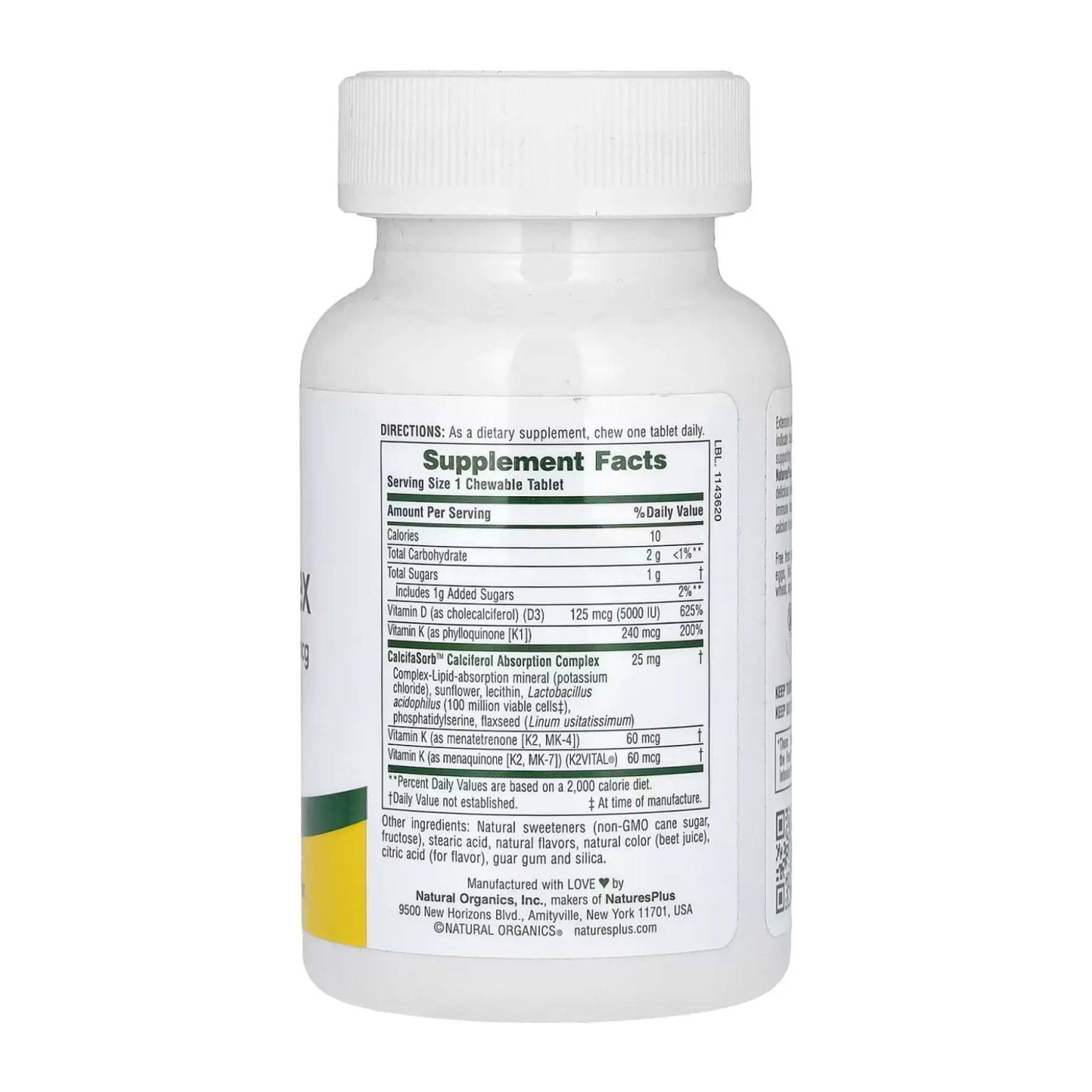 Nature's Plus VIT D & K Complex 125mcg 5000 IU/ 240 mcg - 60 tabs 2023-10-3238
