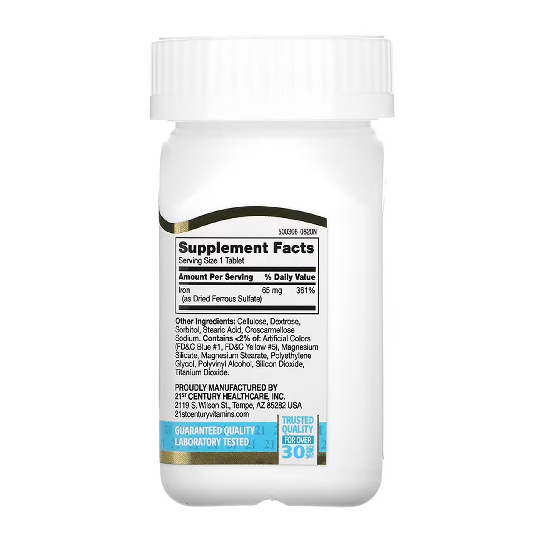 21st Century Iron 65 mg Ferrous Sulfate 325 mg - 120 tabs 2023-10-7122