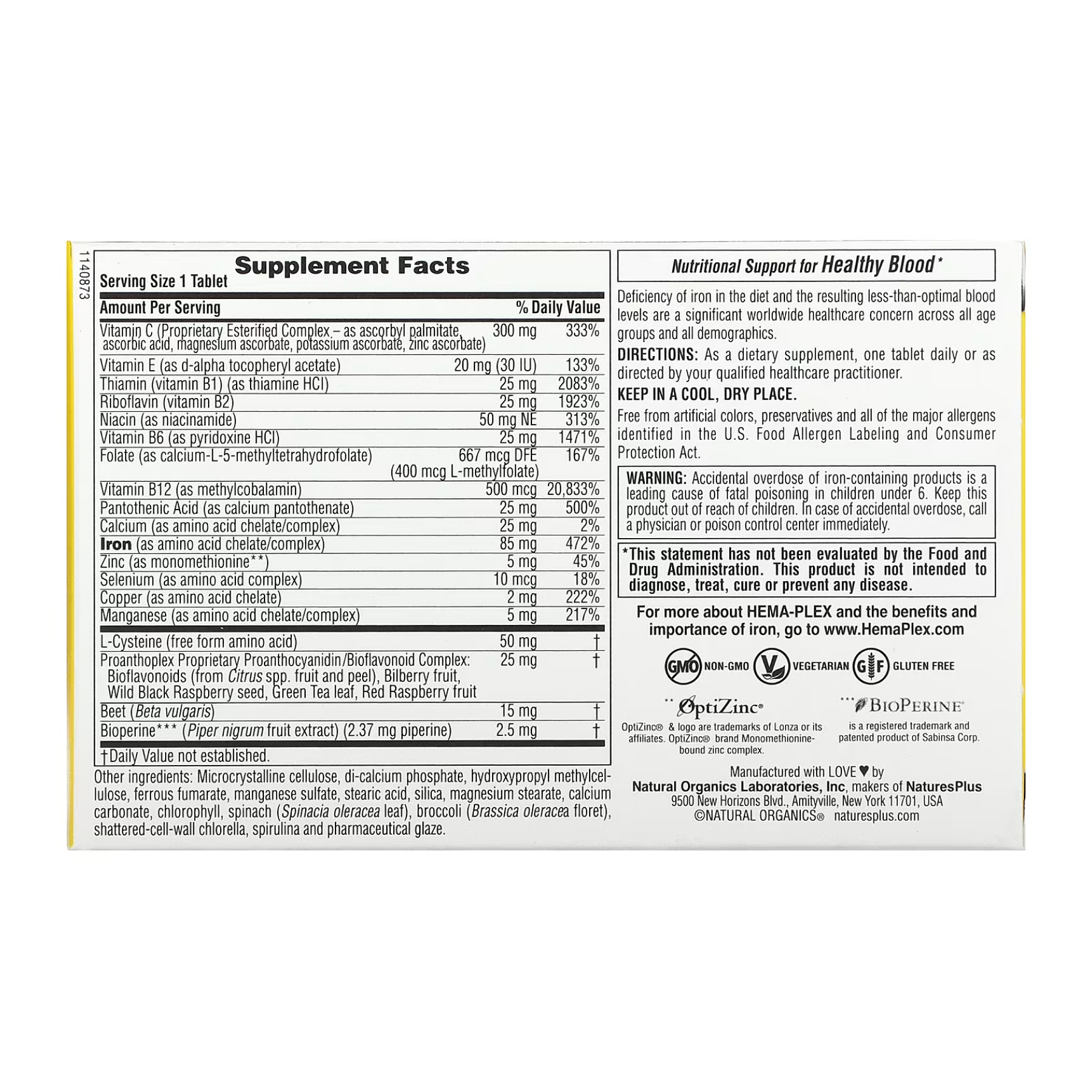 Nature's Plus Hema-Plex - 30 tabs (blister) 2022-10-2868