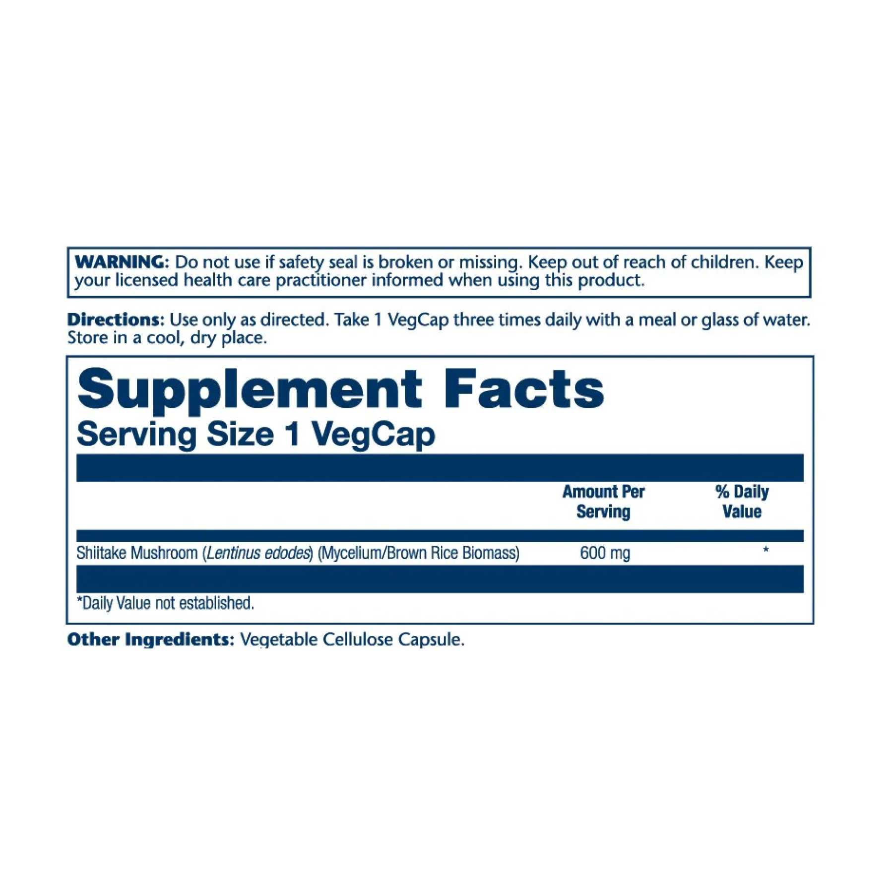 Solaray Shiitake Mushroom 600mg - 100 vcaps 2023-10-2129