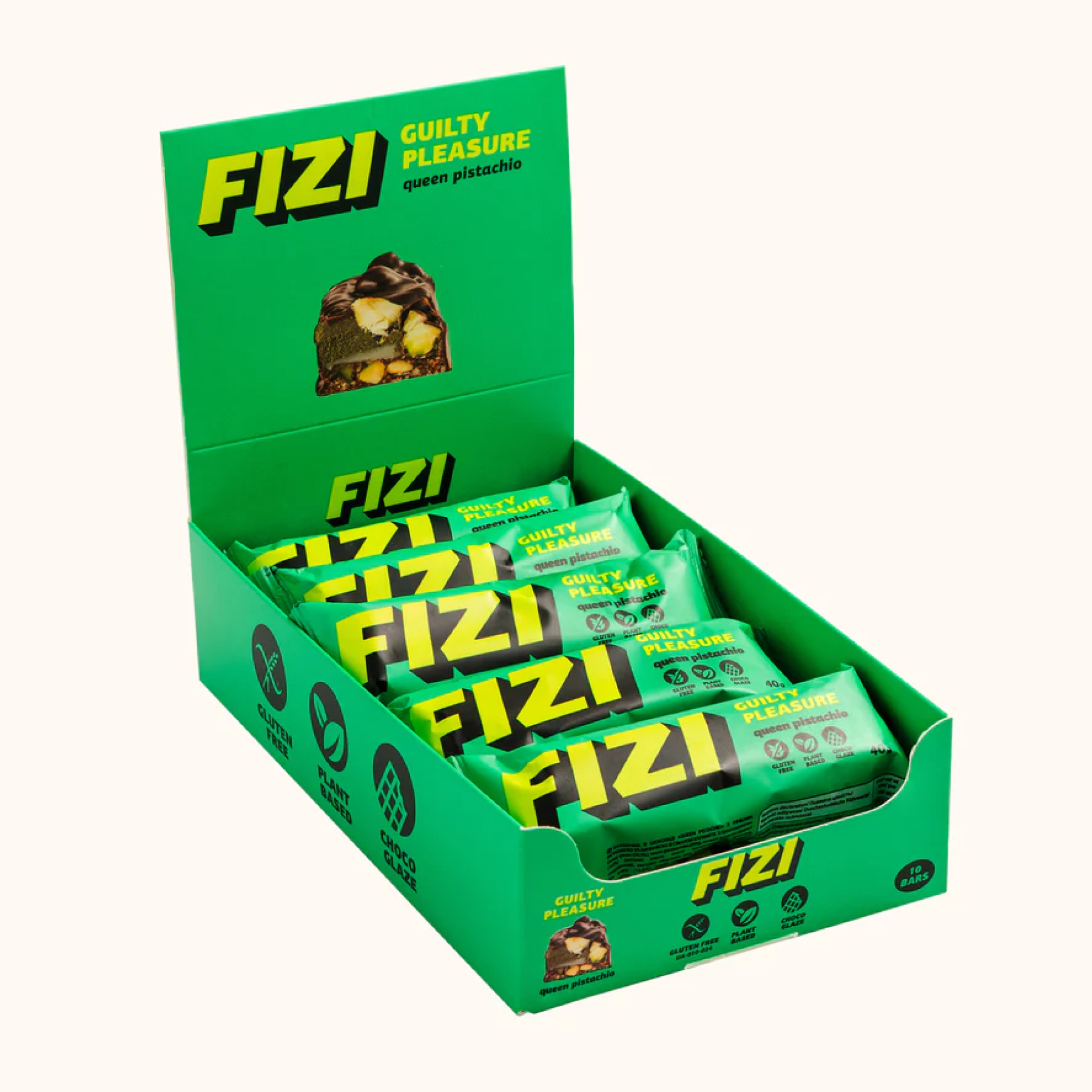 FIZI Fizi Protein Bar Guilty Pleasure - 10x45g Queen Pistachio 2023-10-5676