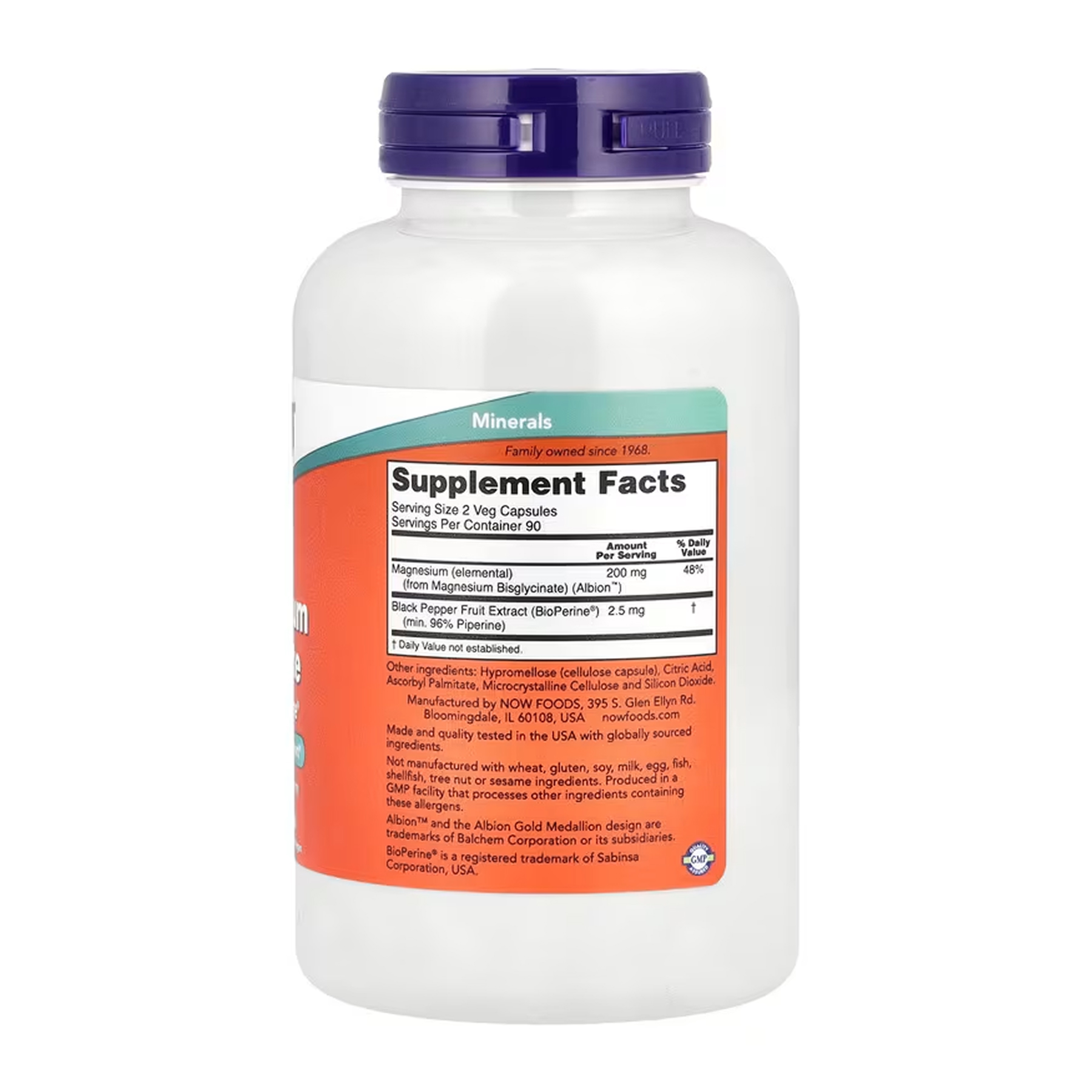 Now Foods Magnesium Glycinate with BioPerine® - 180 vcaps 2023-10-6710