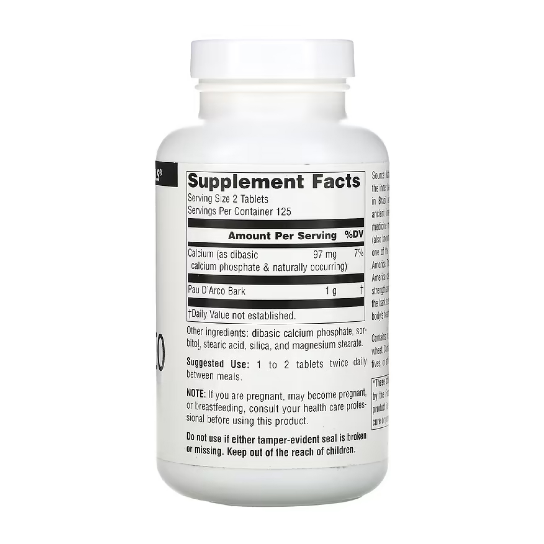 Source Naturals Pau D'Arco 500mg - 250 tabs (Повреждена этикетка) 2023-10-7971
