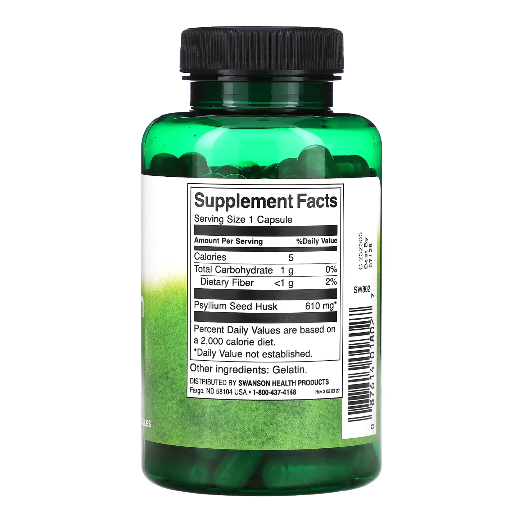 Swanson Psyllium Husks 610mg - 100 caps 2023-10-4071