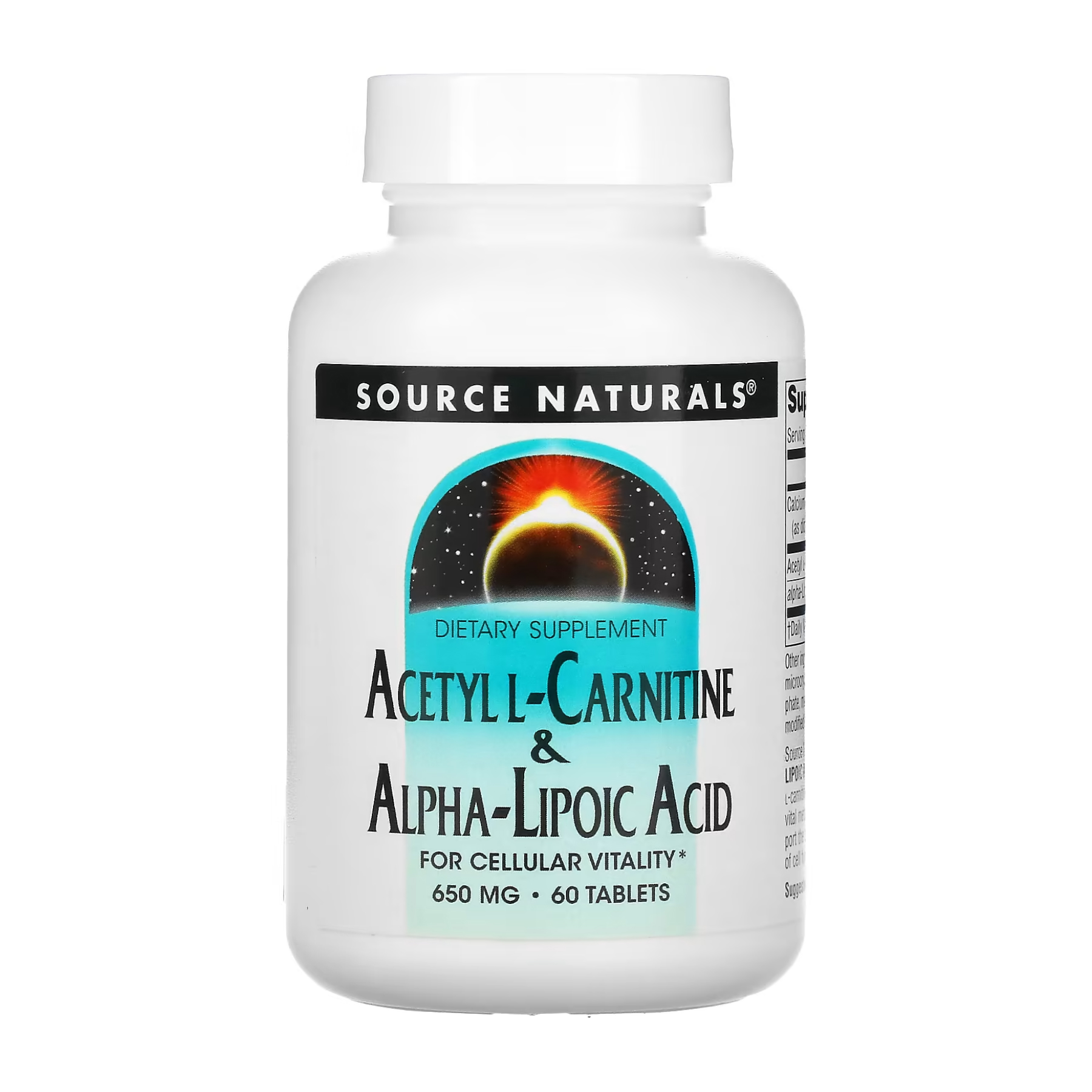 Source Naturals Acetyl L-Carnitine & Alpha-Lipoic Acid 650mg - 60 tabs 2023-10-3581