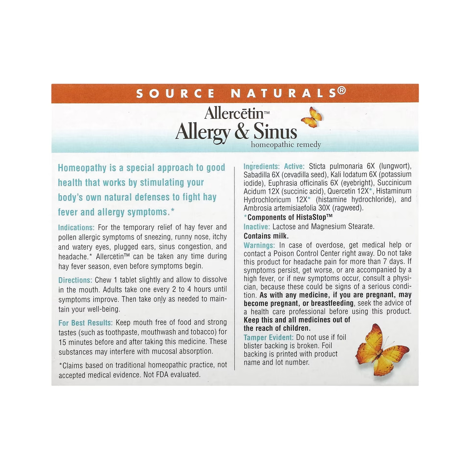 Source Naturals Allercetin™ Allergy & Sinus - 48 tabs (Пошкоджена упаковка) 2023-10-5432
