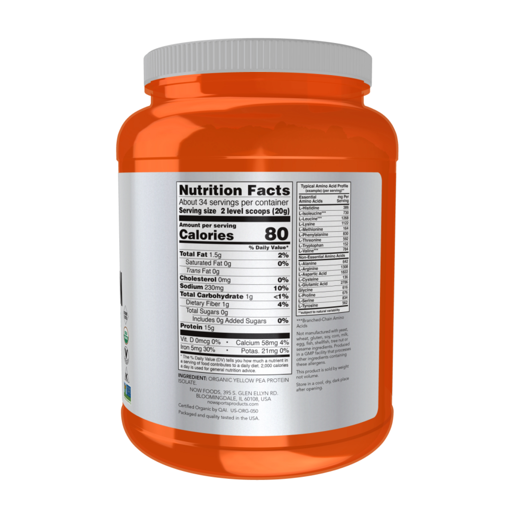 Now Foods Organic Pea Protein - 680g 2023-10-5231