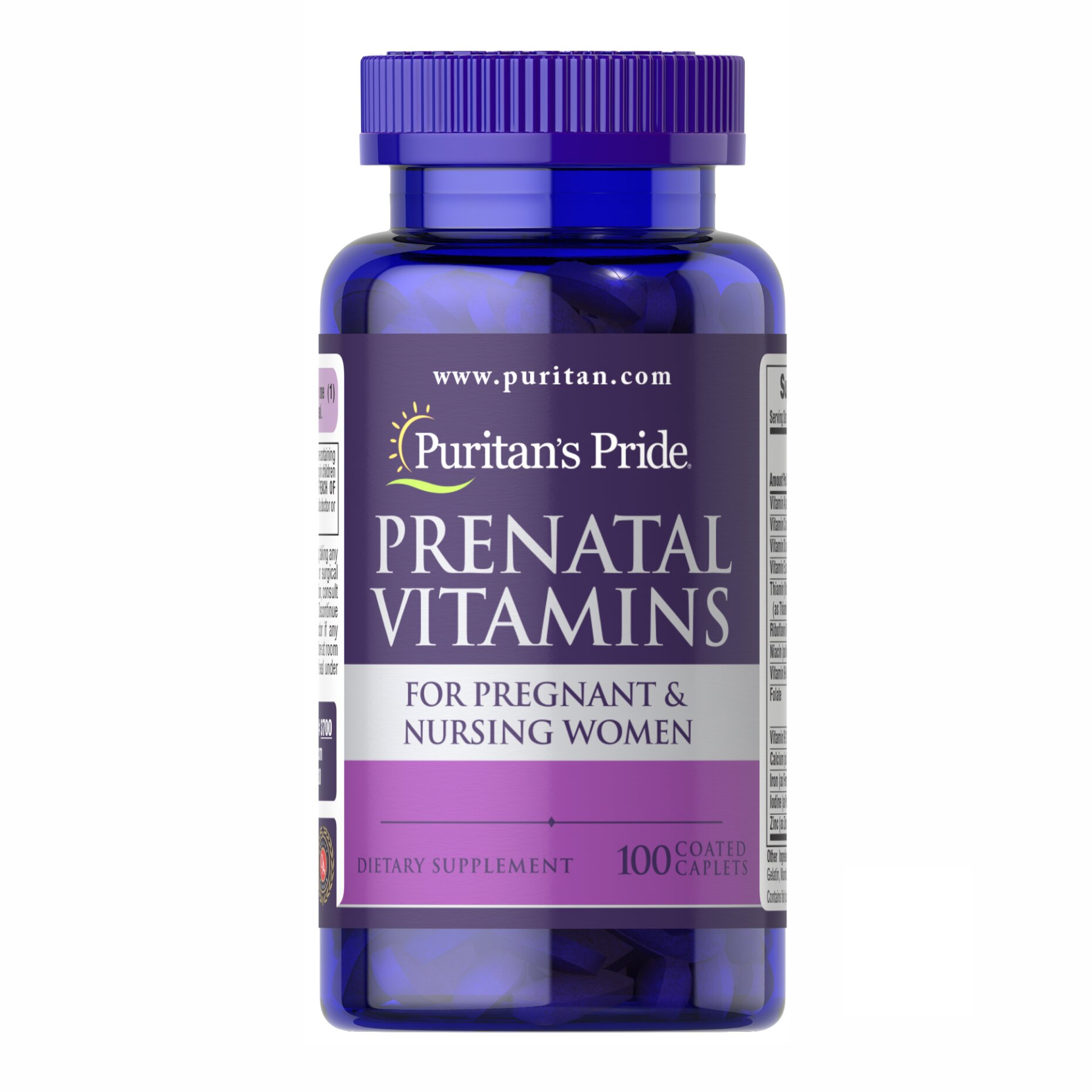 Puritans Pride Prenatal Vitamins - 100 Caplets 100-64-9140060-20