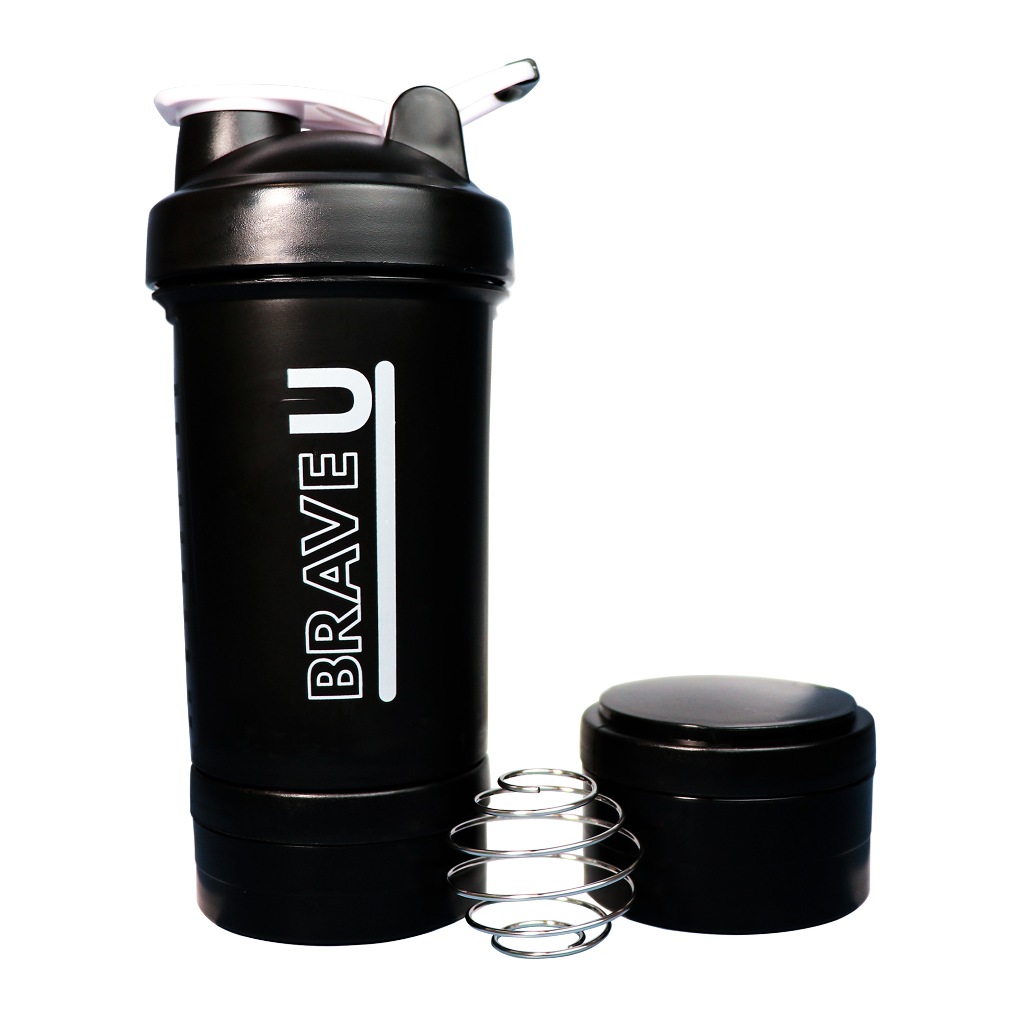 Brave Shaker with containers 3 in 1 - 600ml Black 2022-10-2339