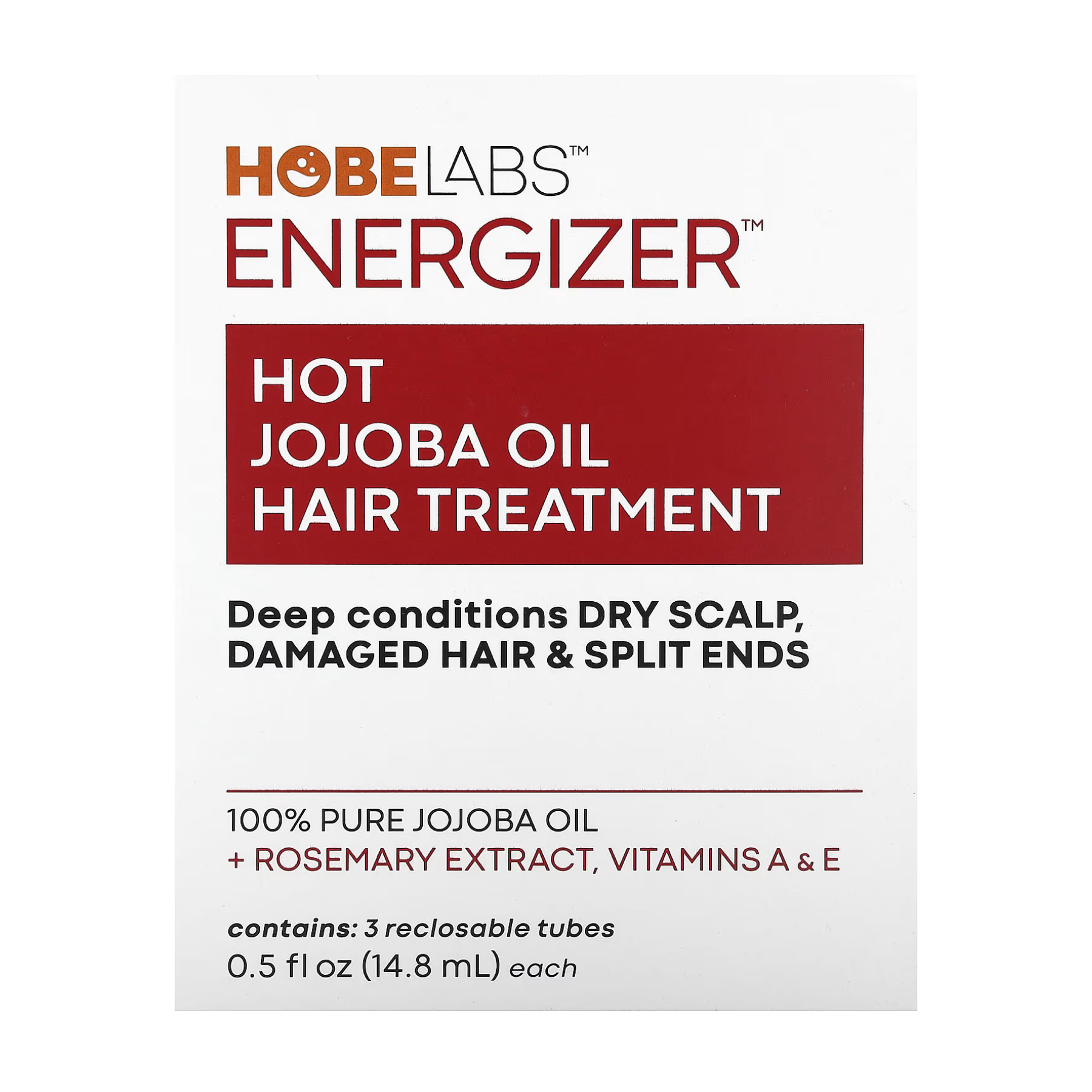 Hobe Labs Energizer Hot Jojoba Oil Hair Treatment 3 Reclosable Tubes - 14.8 ml (До 01.26) 2023-10-5924
