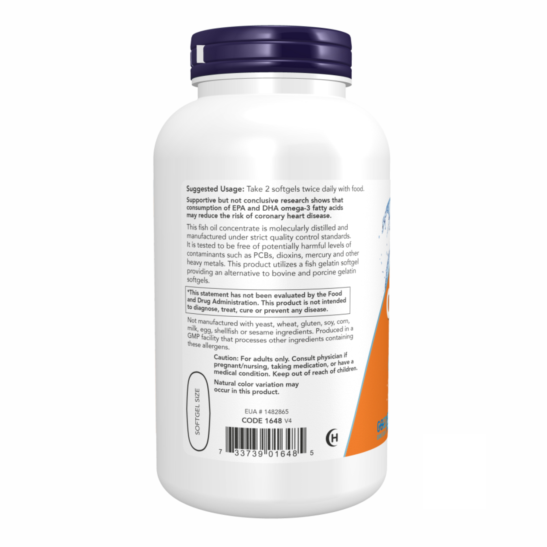 Now Foods Omega-3 FO 1000mg 180/120 Fish Gelatin - 200 sgels 2022-10-0051