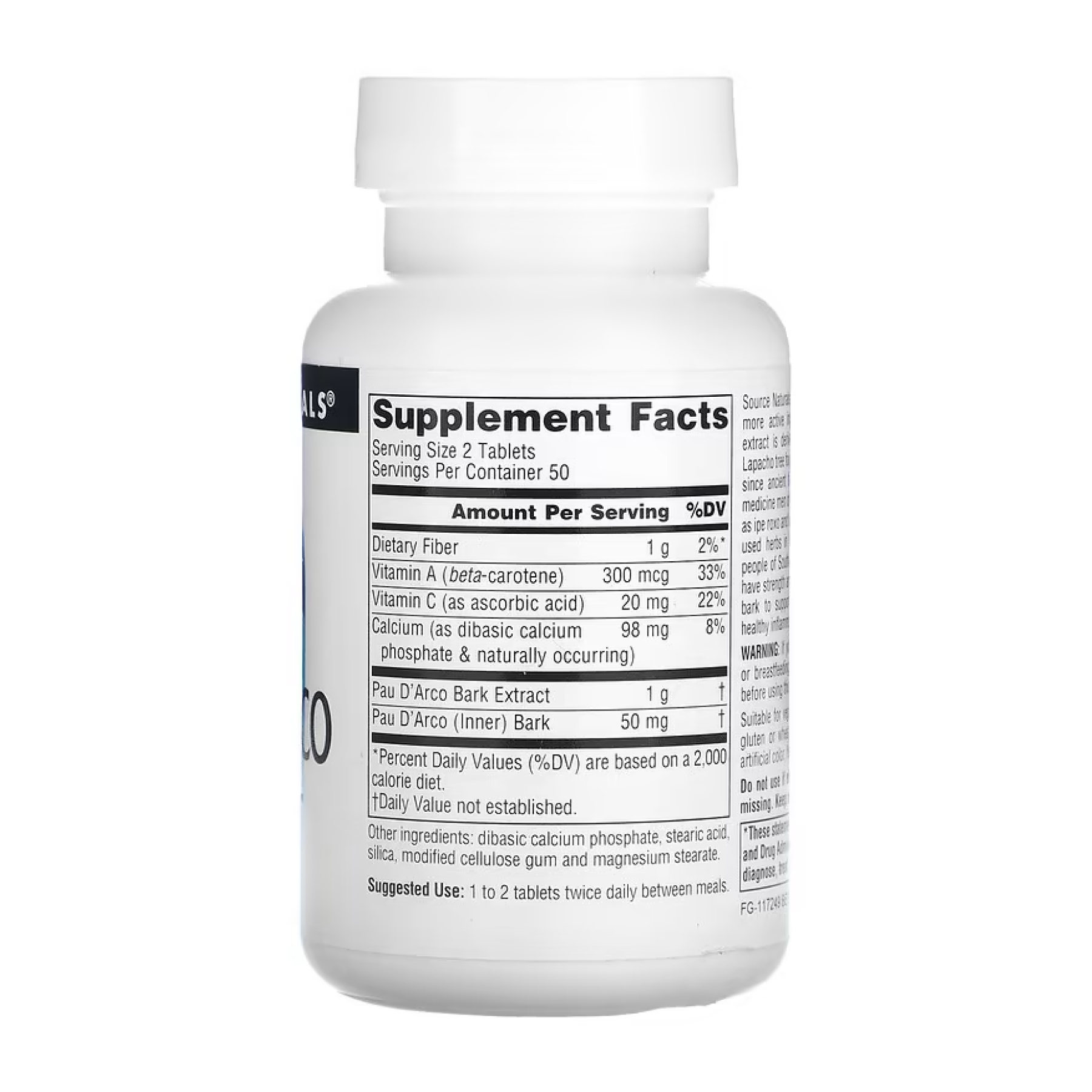 Source Naturals Pau D'Arco Extract 500mg - 100 tabs 2023-10-5284