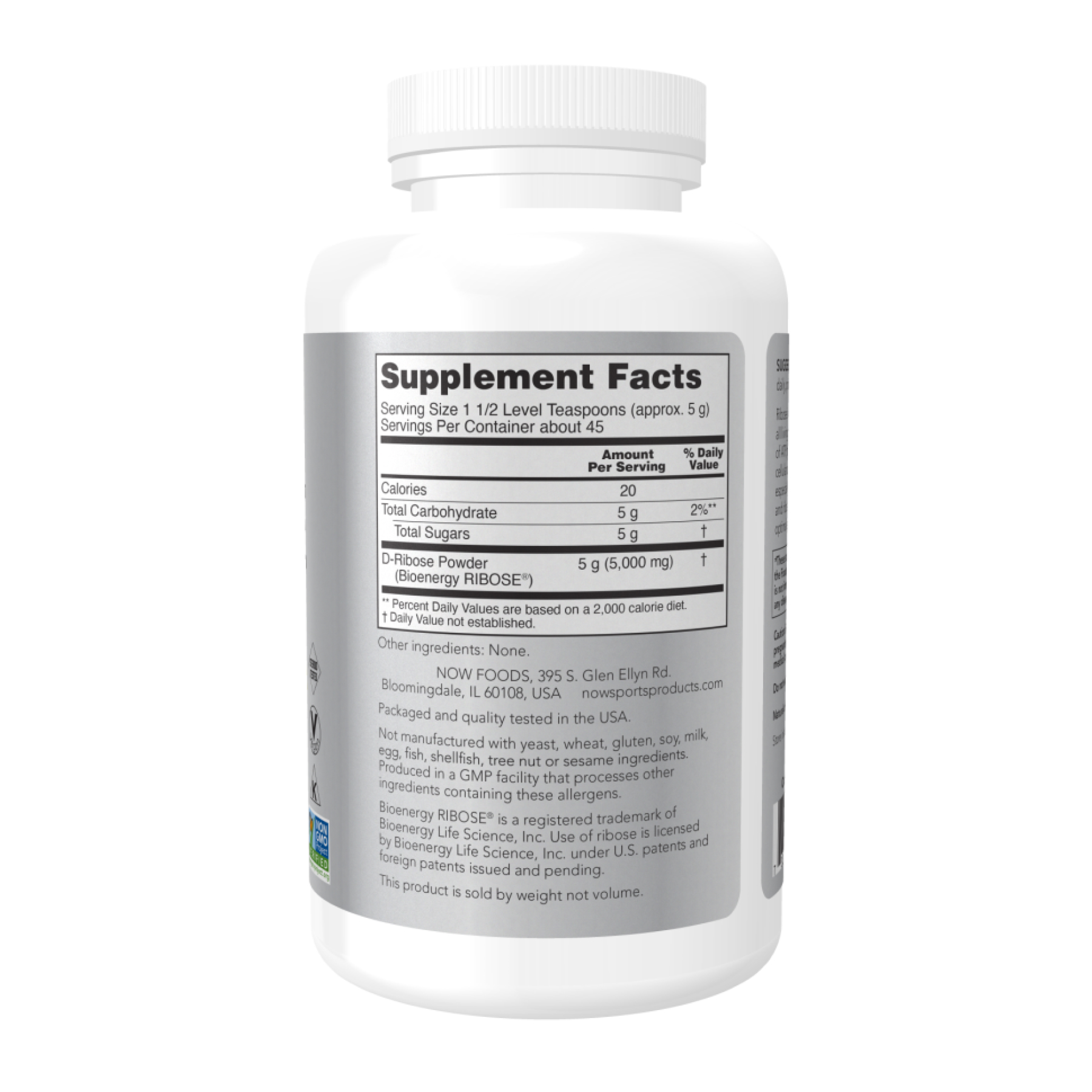 Now Foods D-Ribose Powder - 227g 2023-10-5233