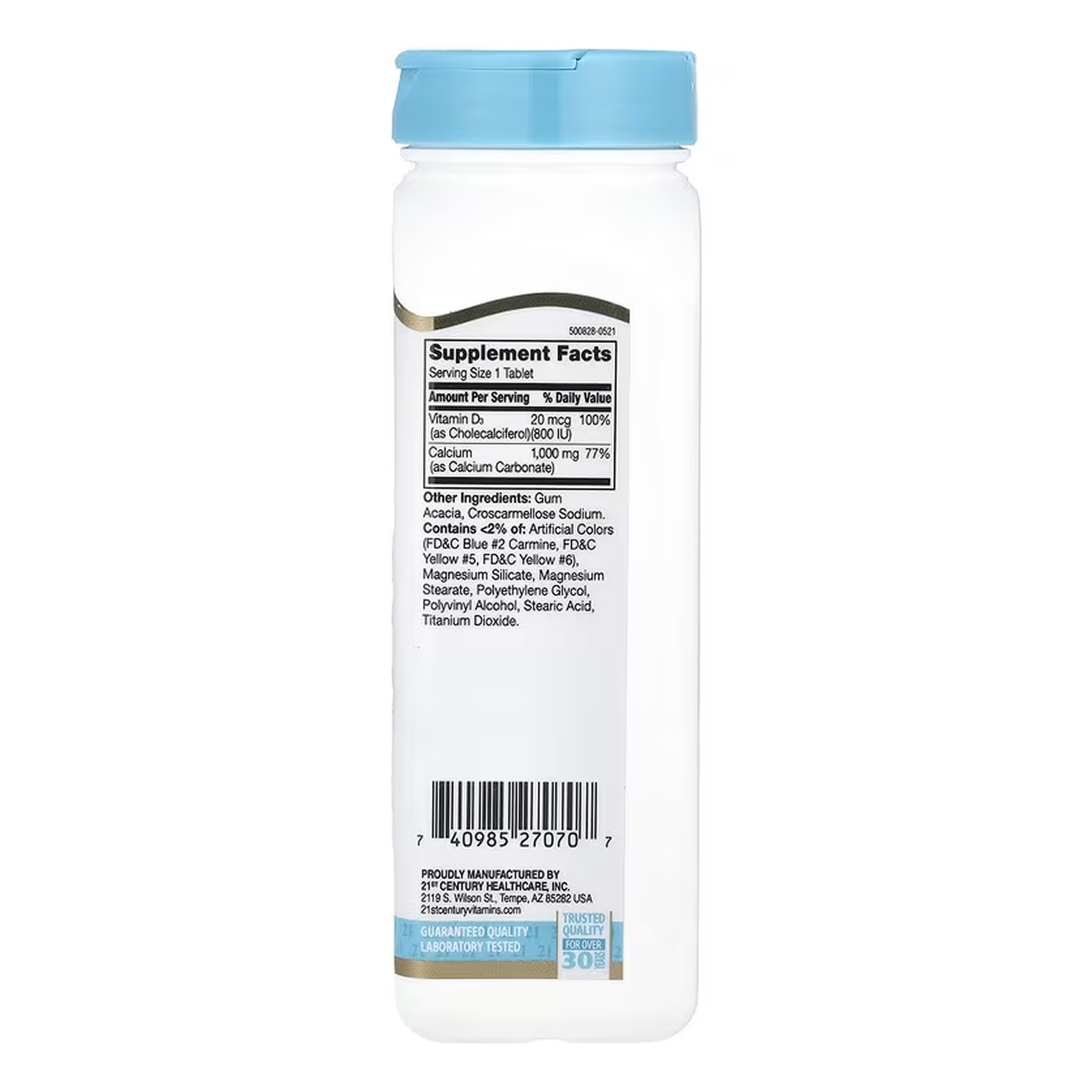 21st Century Calcium 1000 mg + D3 - 90 tabs 100-23-4462428-20