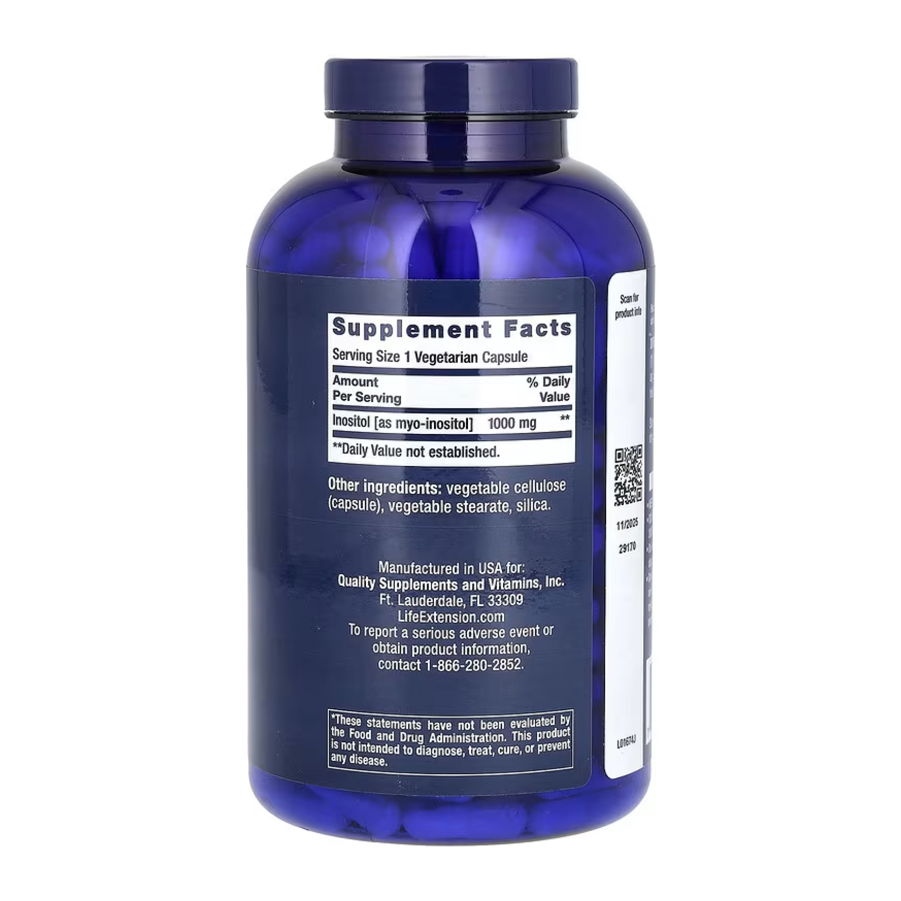 Life Extension Inositol 1000mg - 360 vcaps 2023-10-4280