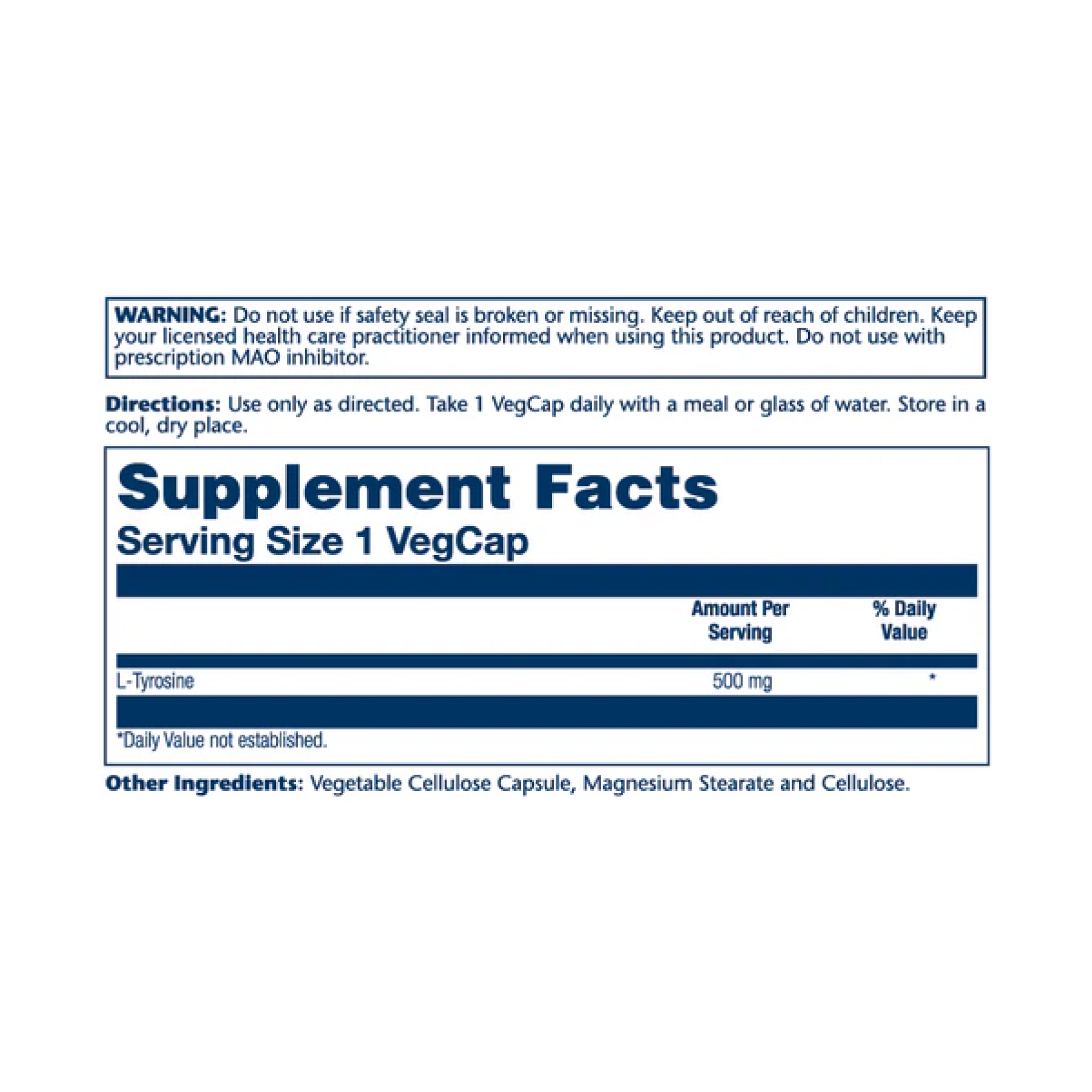 Solaray L-Tyrosine 500mg - 50 vcaps 2023-10-2396