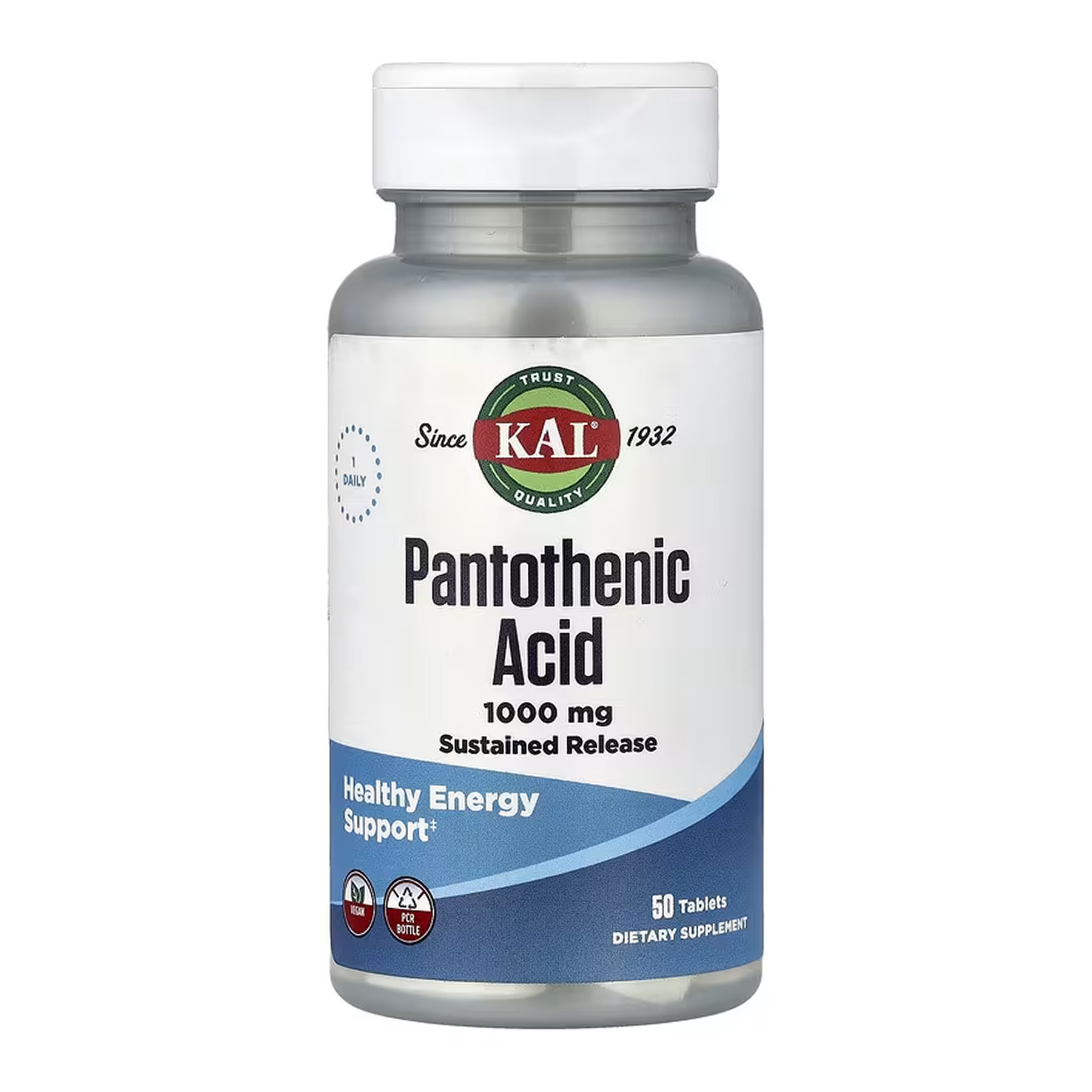 KAL Pantothenic Acid Sustained Release 1000mg - 50 tabs 2023-10-7025