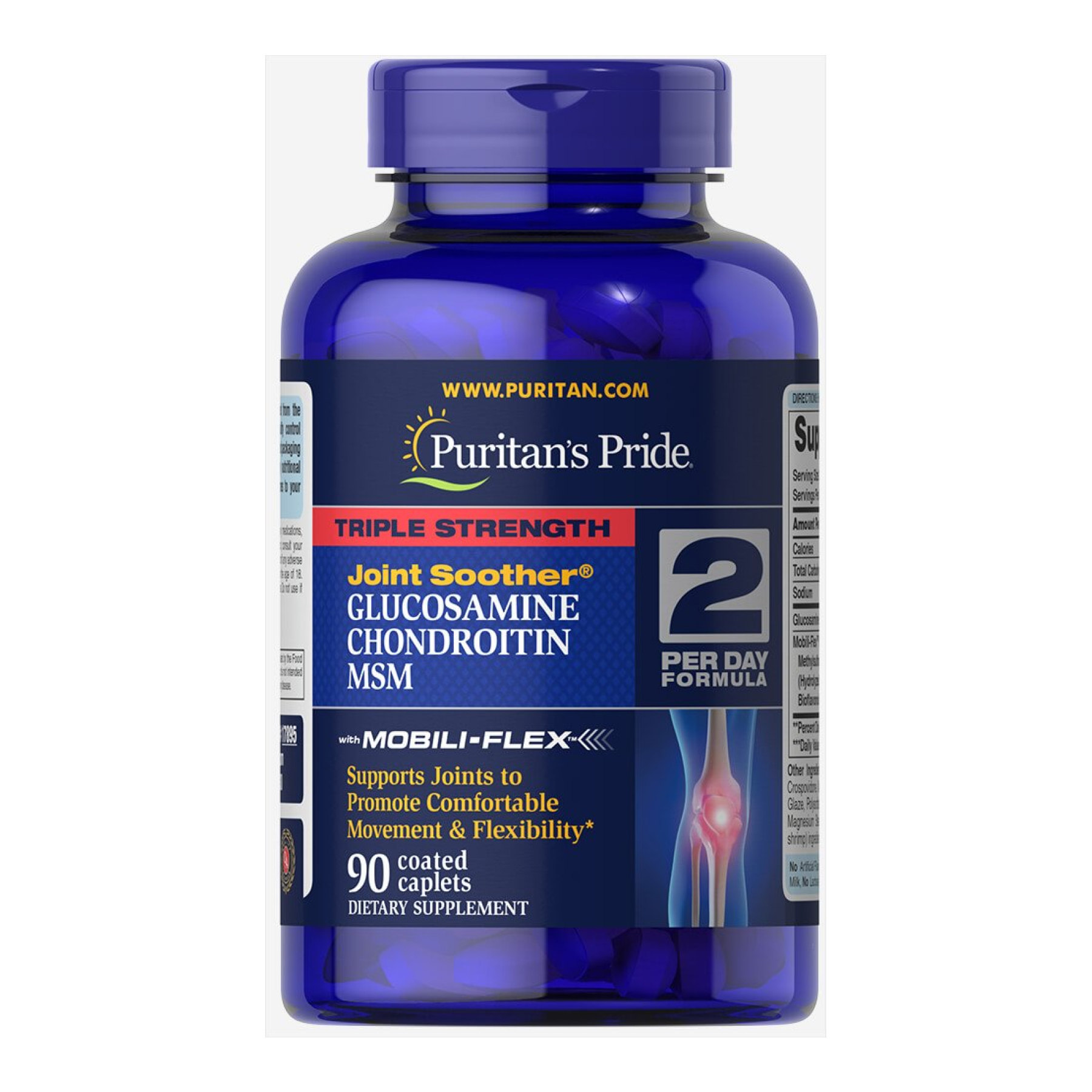 Puritans Pride Glucosamine Chondroitin MSM Triple Strength - 90 caplets 100-76-2034597-20