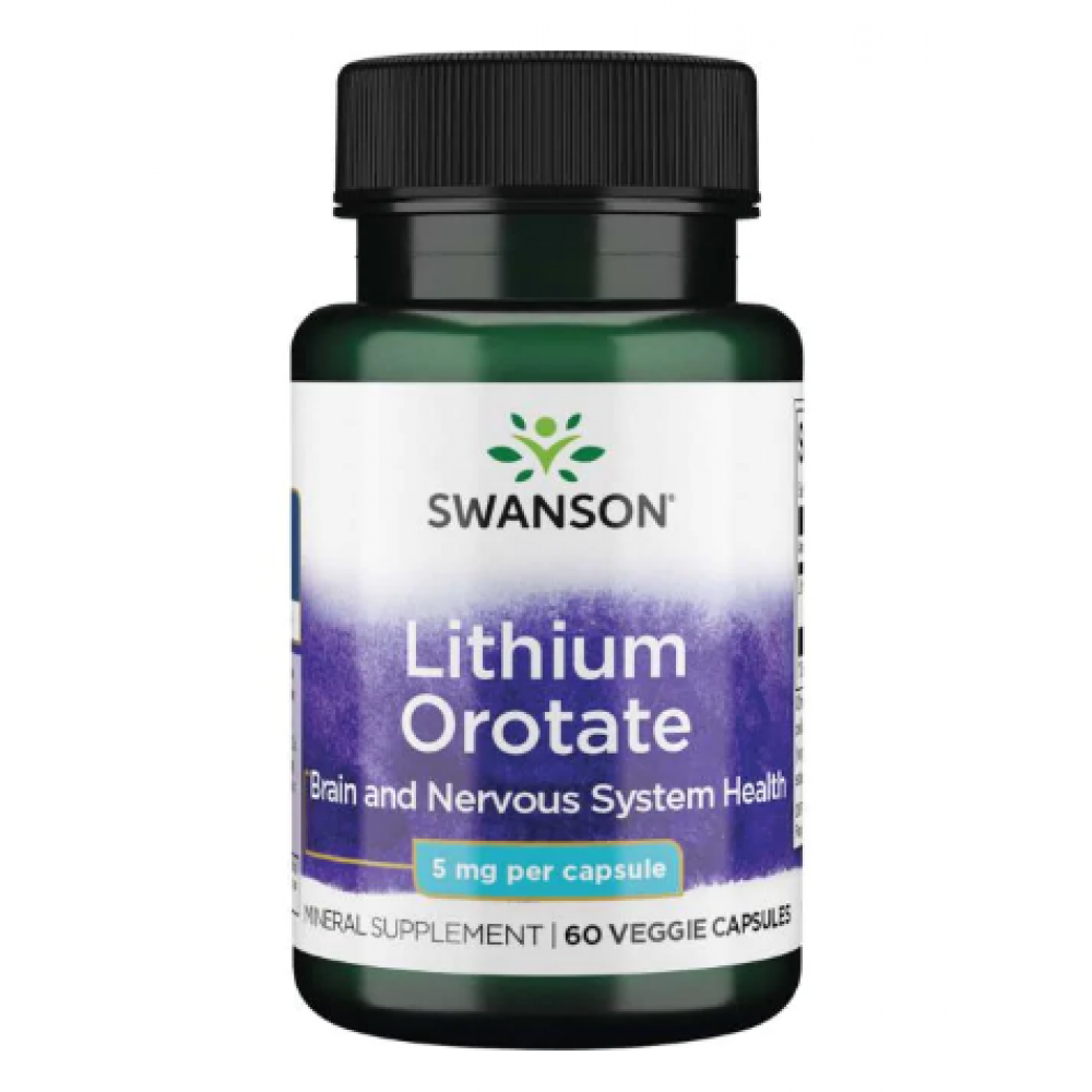 Swanson Lithium Orotate 5mg - 60veg caps 100-38-1833315-20