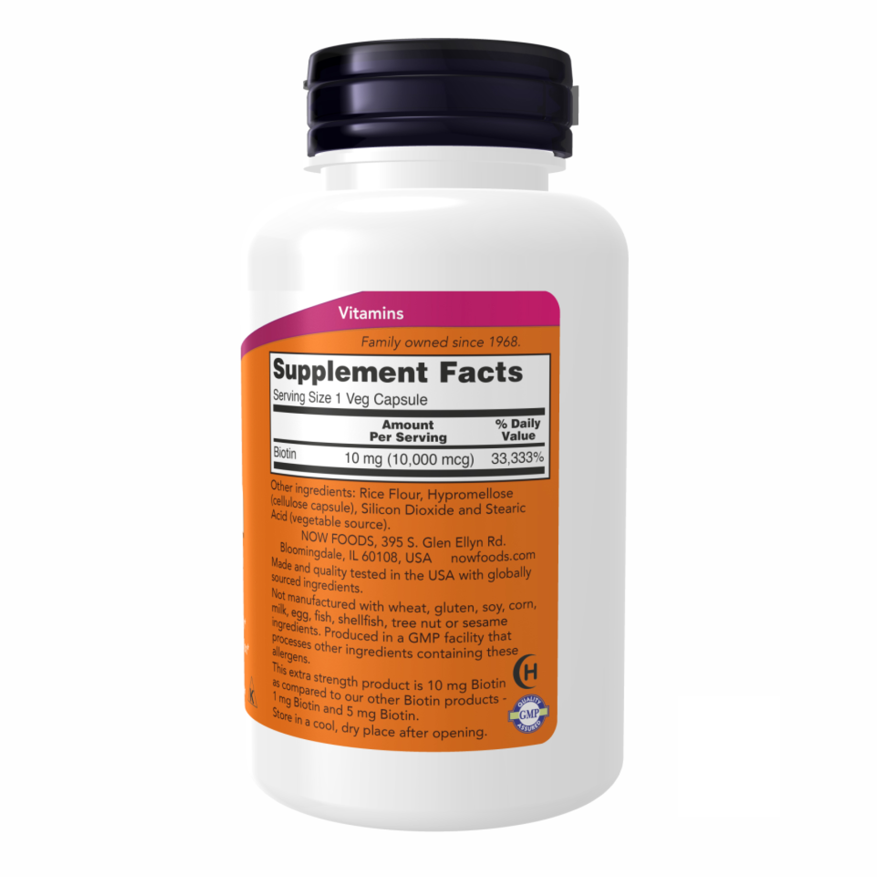 Now Foods BIOTIN 10mg (10,000mcg) - 120 vcaps (Пошкоджена банка) 2023-10-8012