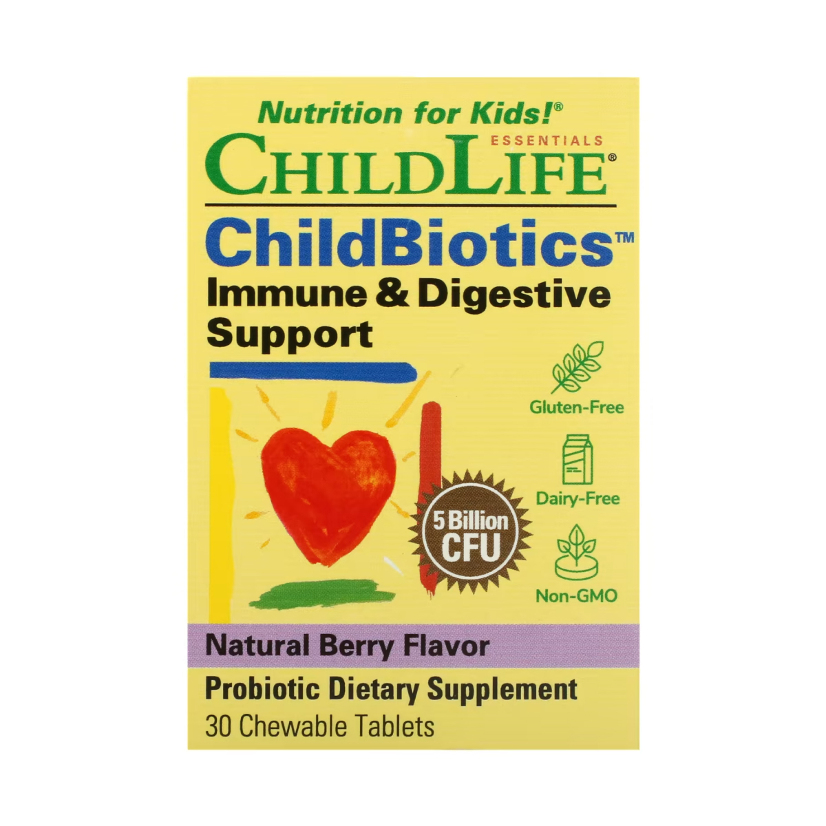 ChildLife Essentials ChildBiotics Immune + Digestive Support - 30 Chewable tabs Natural Berry (До 03.26) 2023-10-6372