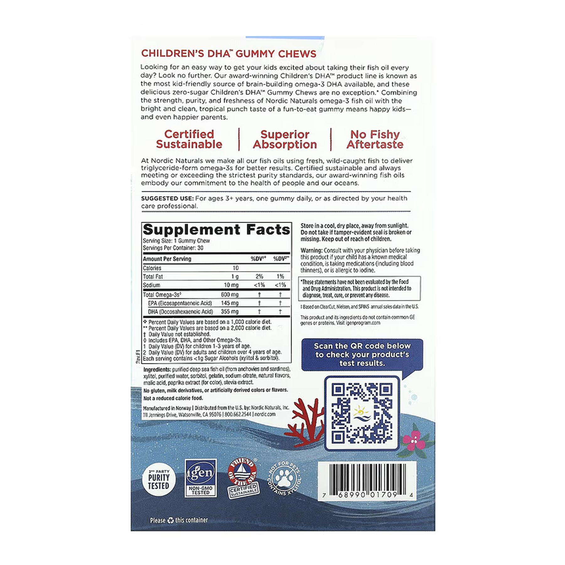 Nordic Naturals Children's DHA - 30 Gummies (Повреждена упаковка) 2023-10-7962