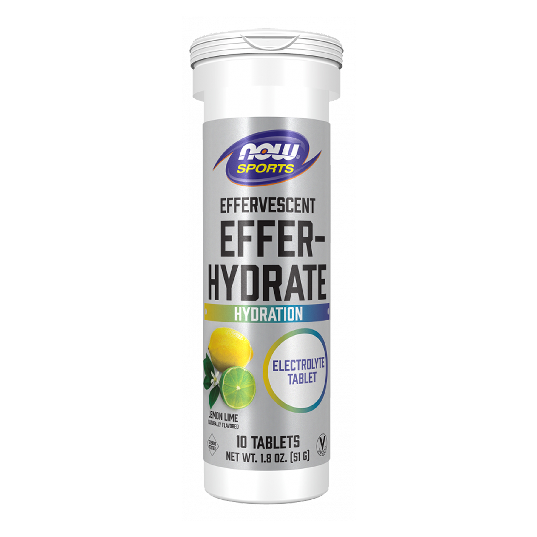 Now Foods Effer-Hydrate Effervescent - 10 tabs Lemon Lime 2023-10-5397