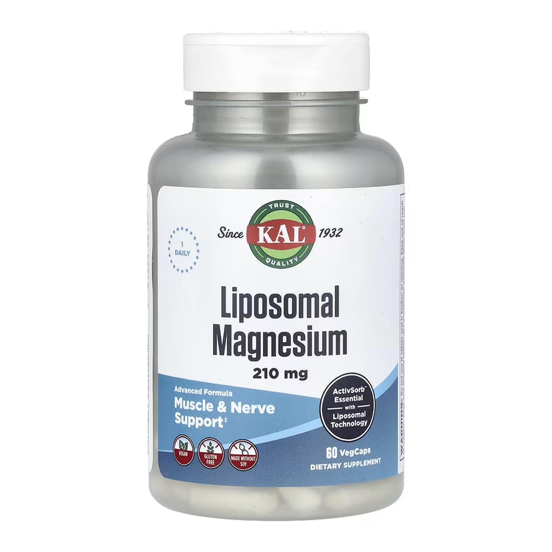 KAL Liposomal Magnesium 210mg - 60 vcaps 2023-10-6991