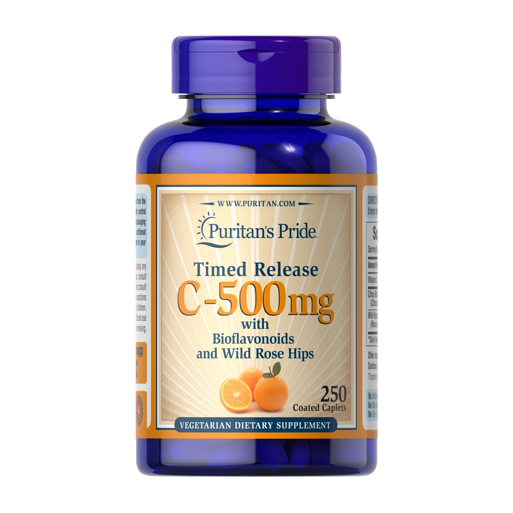 Puritans Pride Vitamin C-500 mg with Rose Hips Time Release - 250 caps 2023-10-7542
