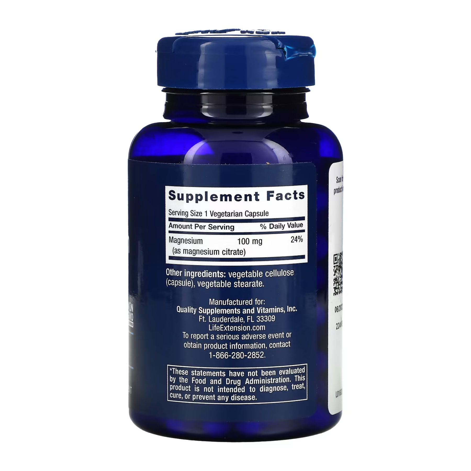 Life Extension Magnesium (Citrate) 100 mg - 100 vcaps 2022-10-1902