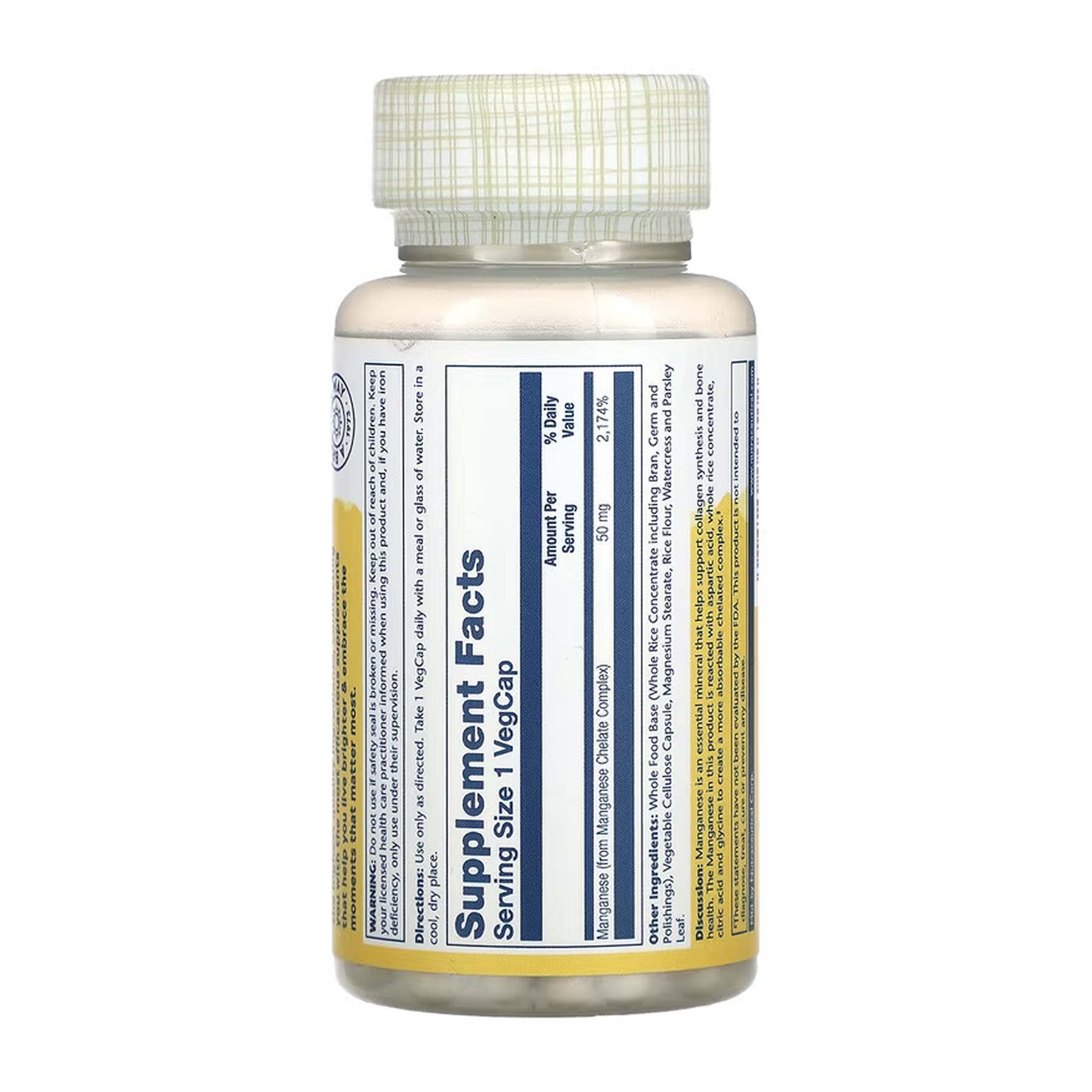 Solaray Manganese 50mg - 100 vcaps 2023-10-6420