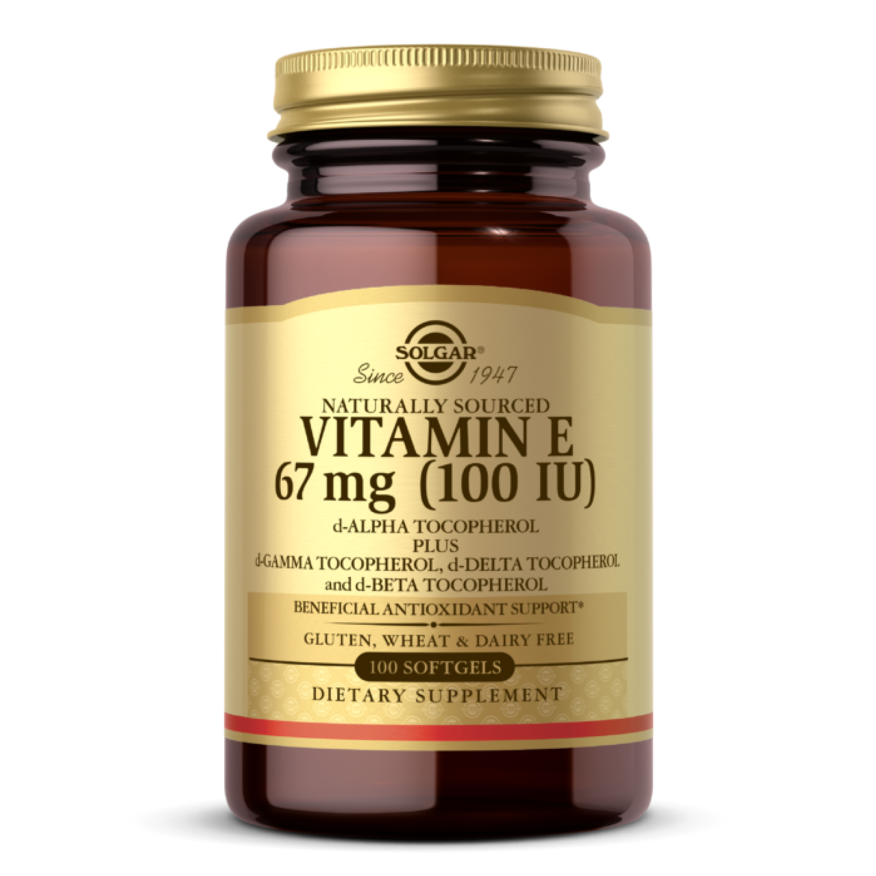 Solgar Vitamin E 67mg (100 IU) Mixed - 100 softgels 2022-10-1551