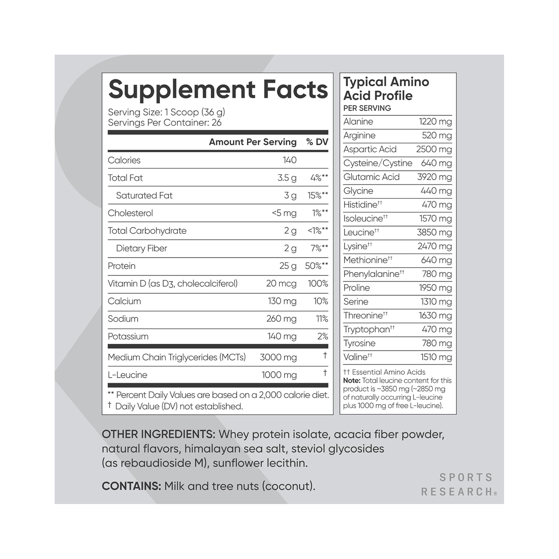 Sport Research Whey Protein Isolate - 940g Creamy Vanilla 2024-11-0166