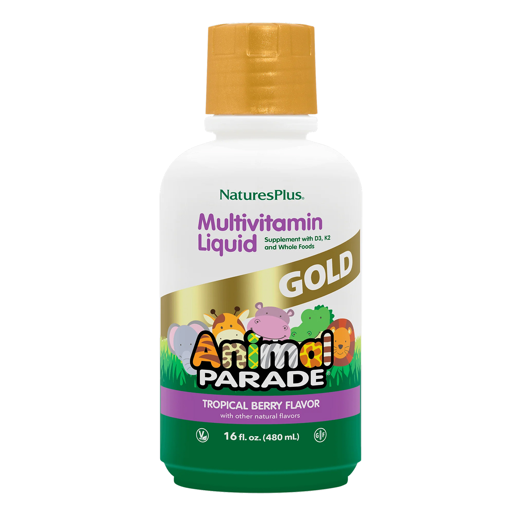 Natures Plus Animal Parade Gold Multivitamin Liquid - 473.18 ml Tropical Berry 2023-10-6472