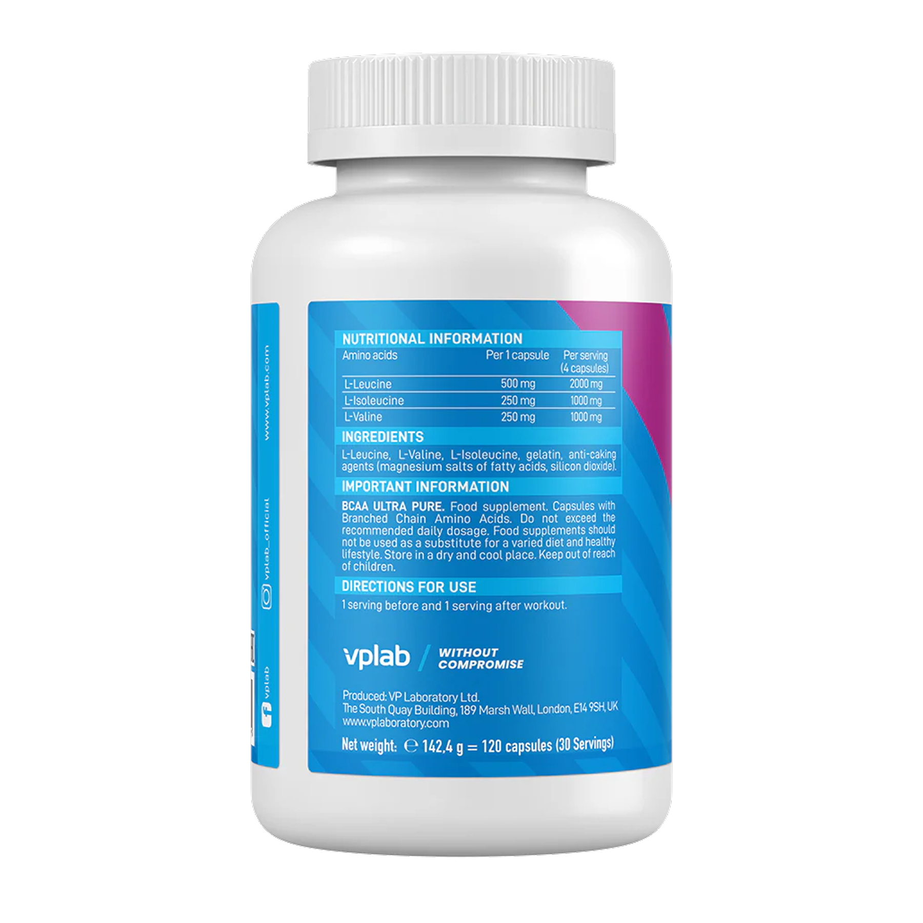 VPLab BCAA Ultra Pure - 120 caps 2023-10-5722