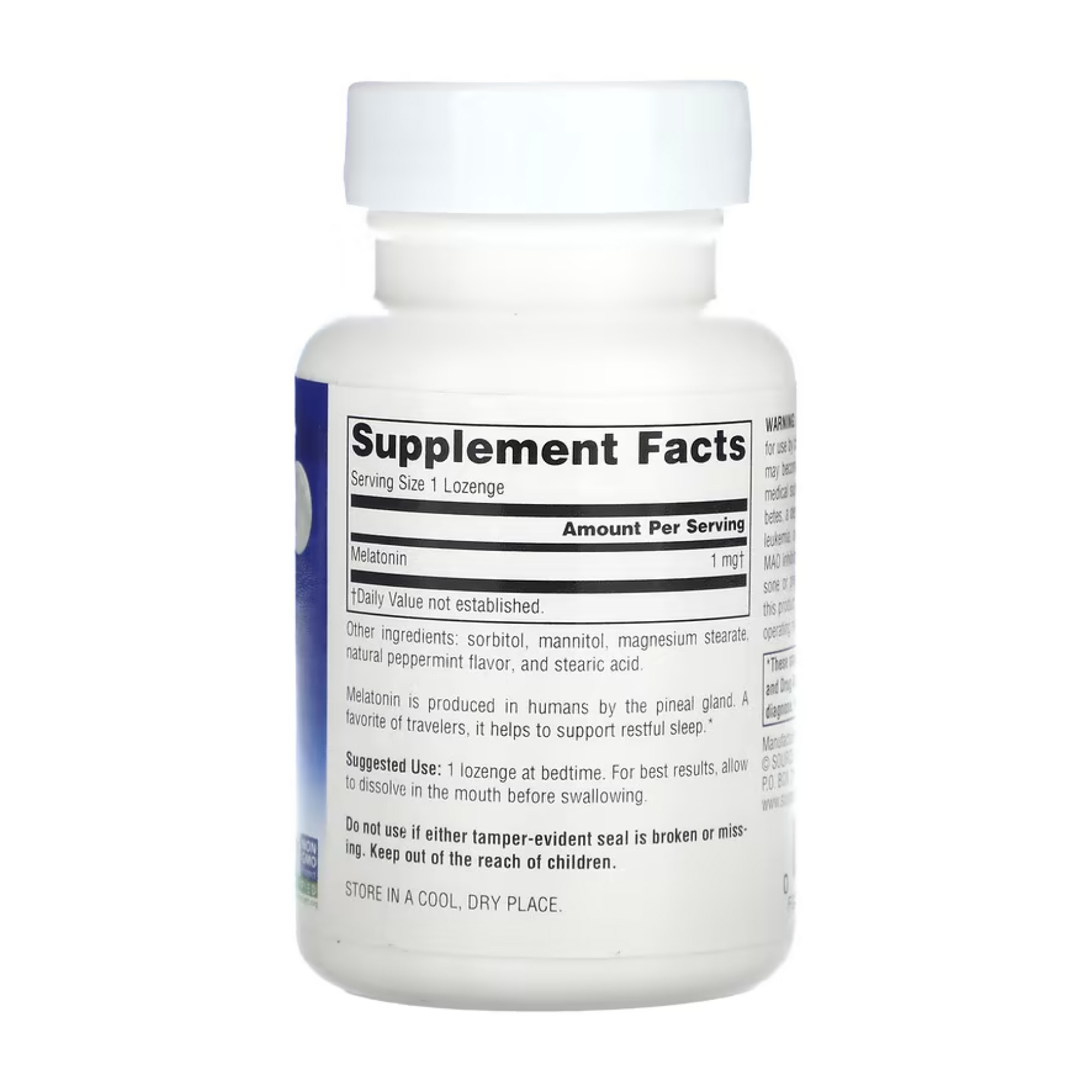 Source Naturals Sleep Science® Melatonin 1mg Peppermint - 100 lozenges 2023-10-4336