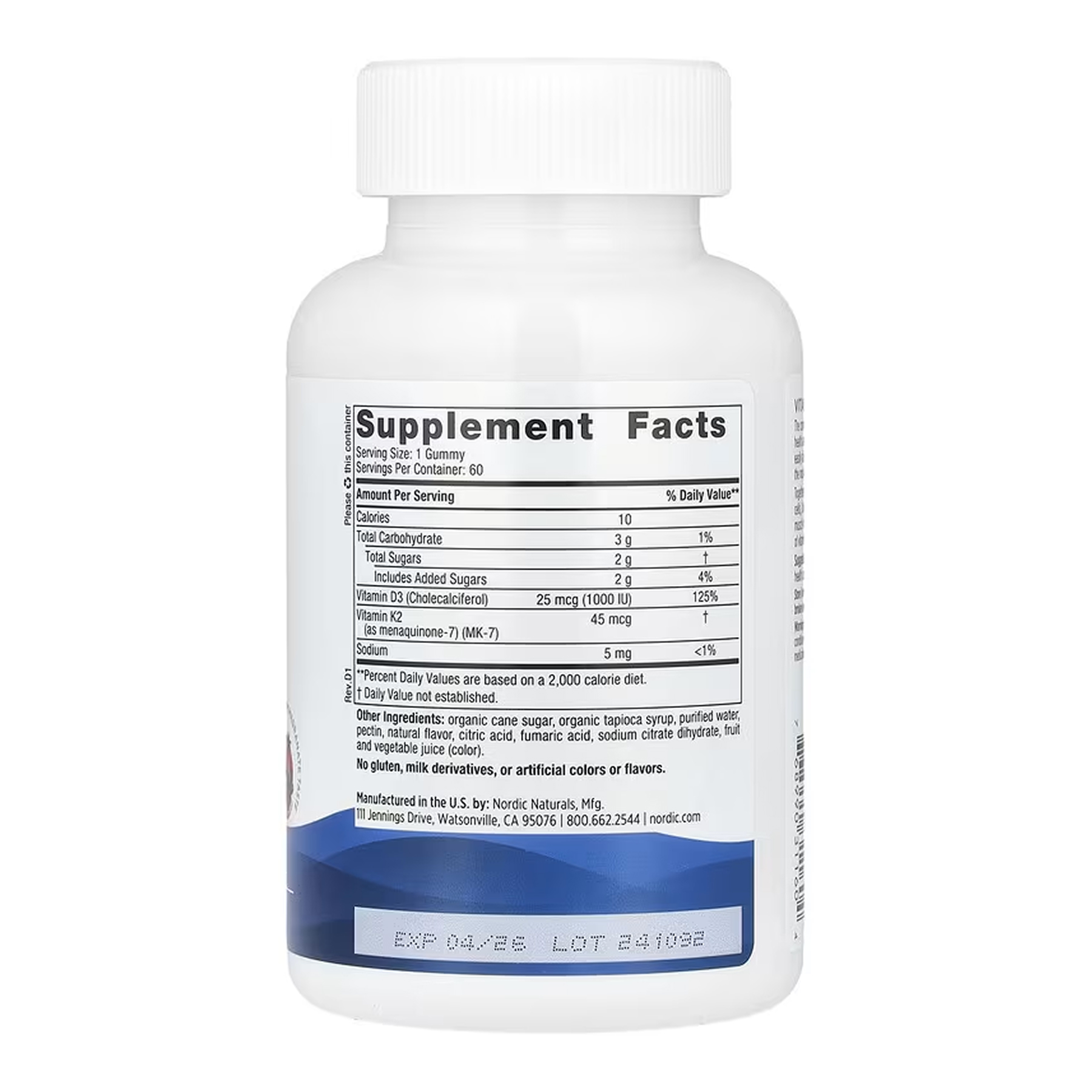 Nordic Naturals Vitamin D3 + K2 - 60 gummies 2023-10-7856