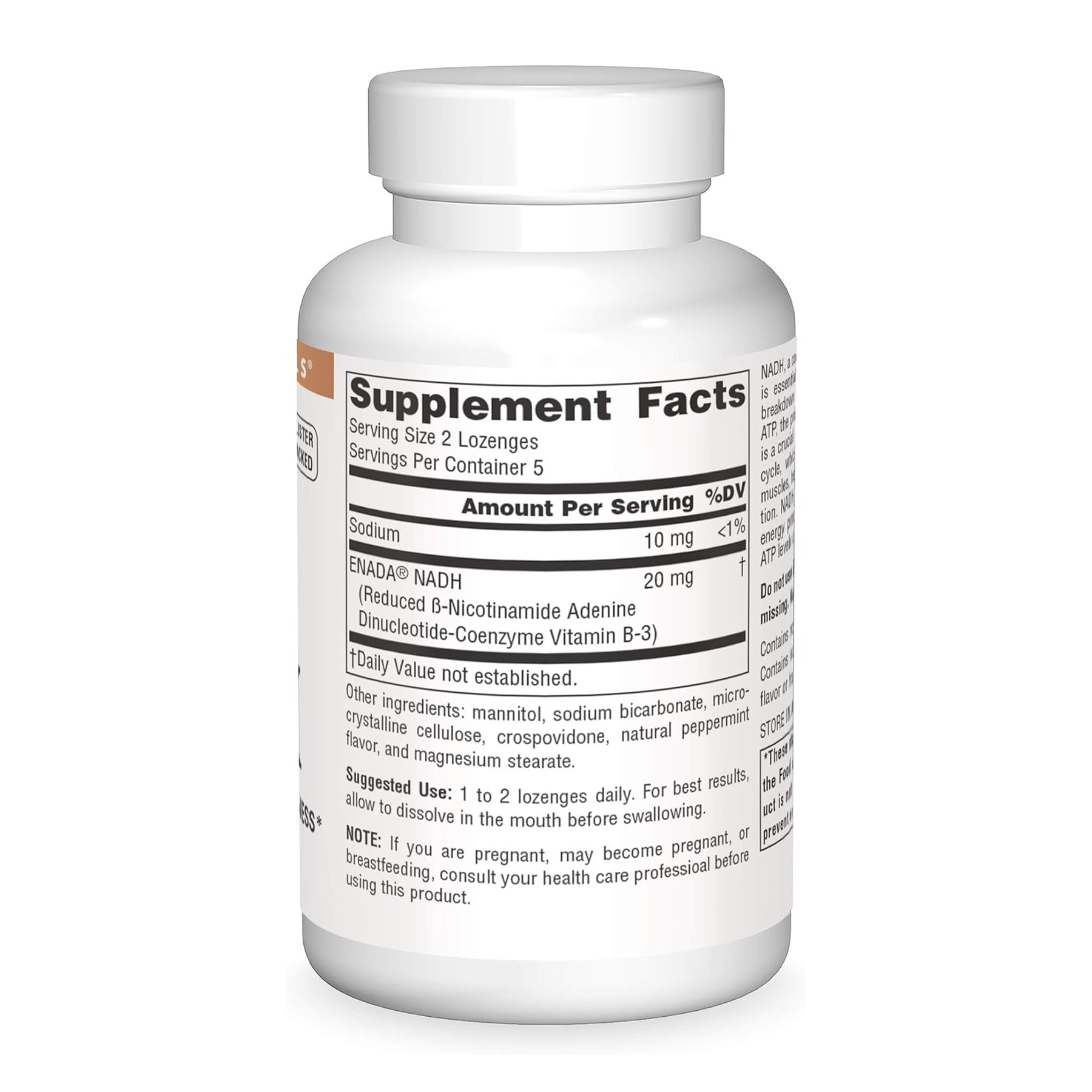 Source Naturals NADH 10mg Peppermint - 10 lozenges (Повреждена пломба) 2023-10-7813