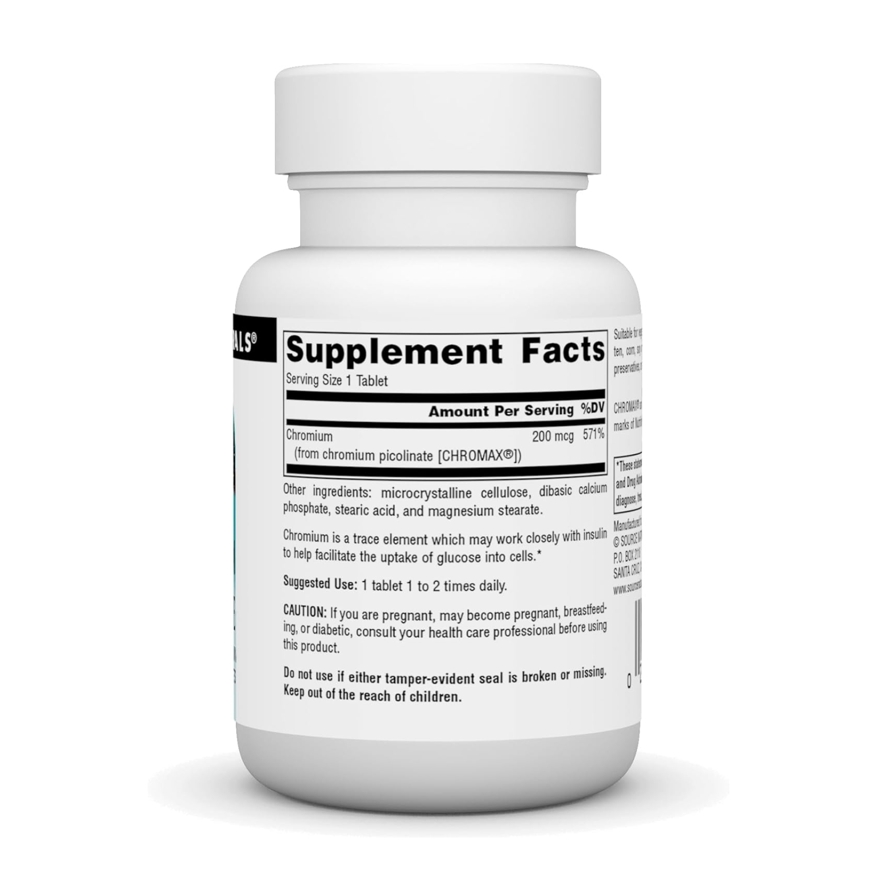 Source Naturals Chromium Picolinate 200 mcg Yeast Free - 60 tabs (Повреждена этикетка) 2024-11-0176