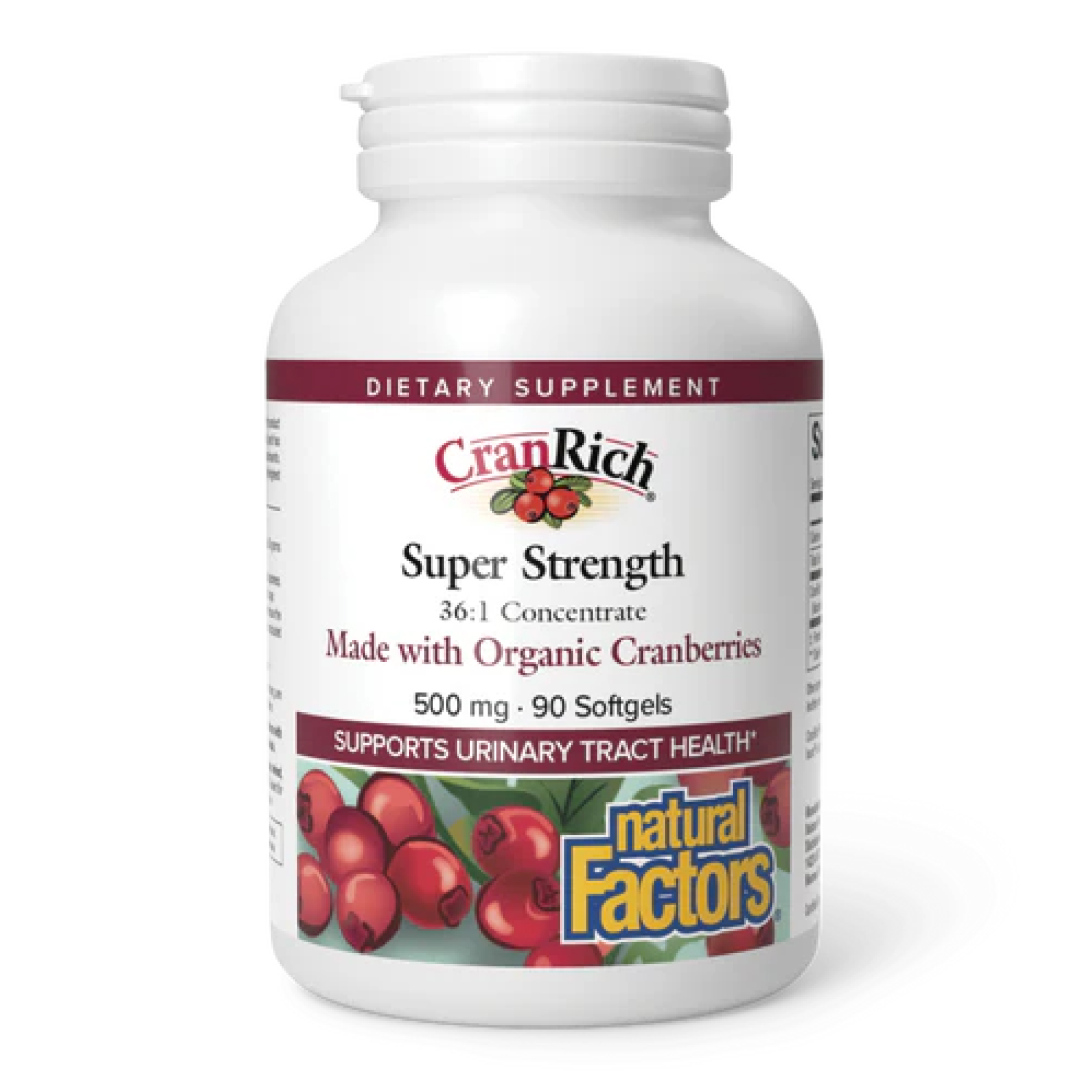 Natural Factors CranRich®️ Super Strength Organic Cranberry Concentrate 500mg - 90 softgels 2023-10-3836