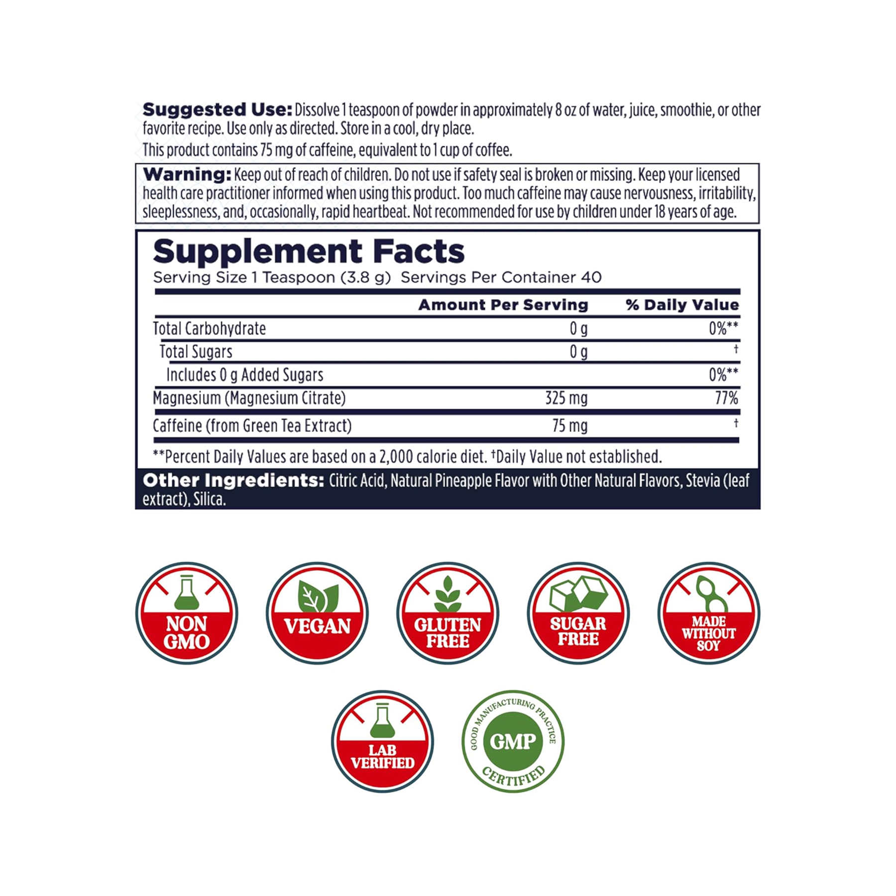 KAL Energy Magnesium Powder - 153g Pineapple 2023-10-7036