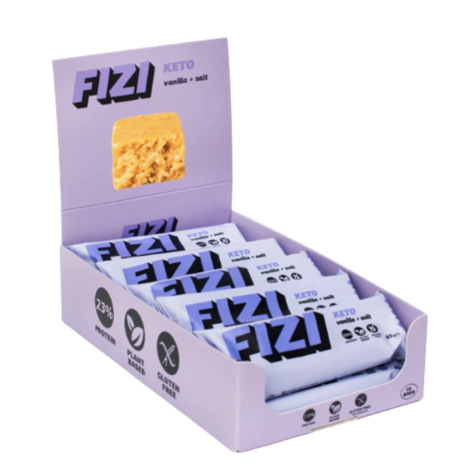 FIZI KETO Protein Bar - 10x45g Vanilla + Salt 2022-10-2479