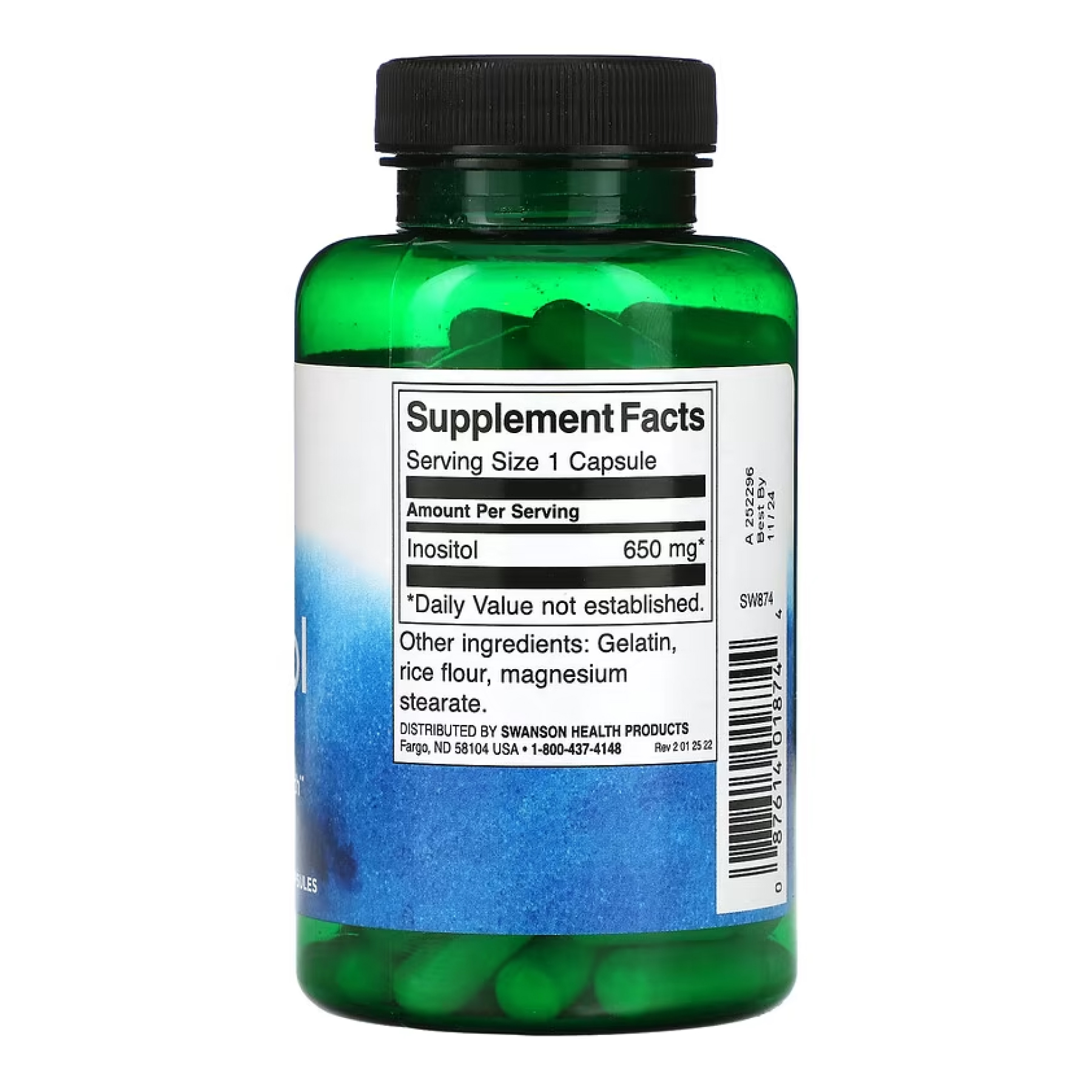 Swanson Inositol 650mg - 100 caps 2023-10-4072