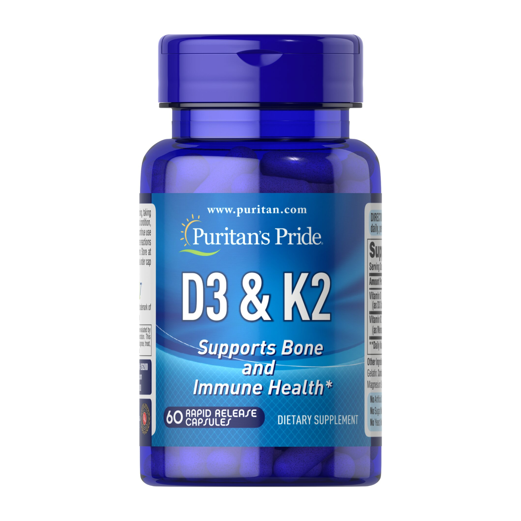 Puritans Pride Vitamin D3 & K2 - 60 caps 2023-10-4591