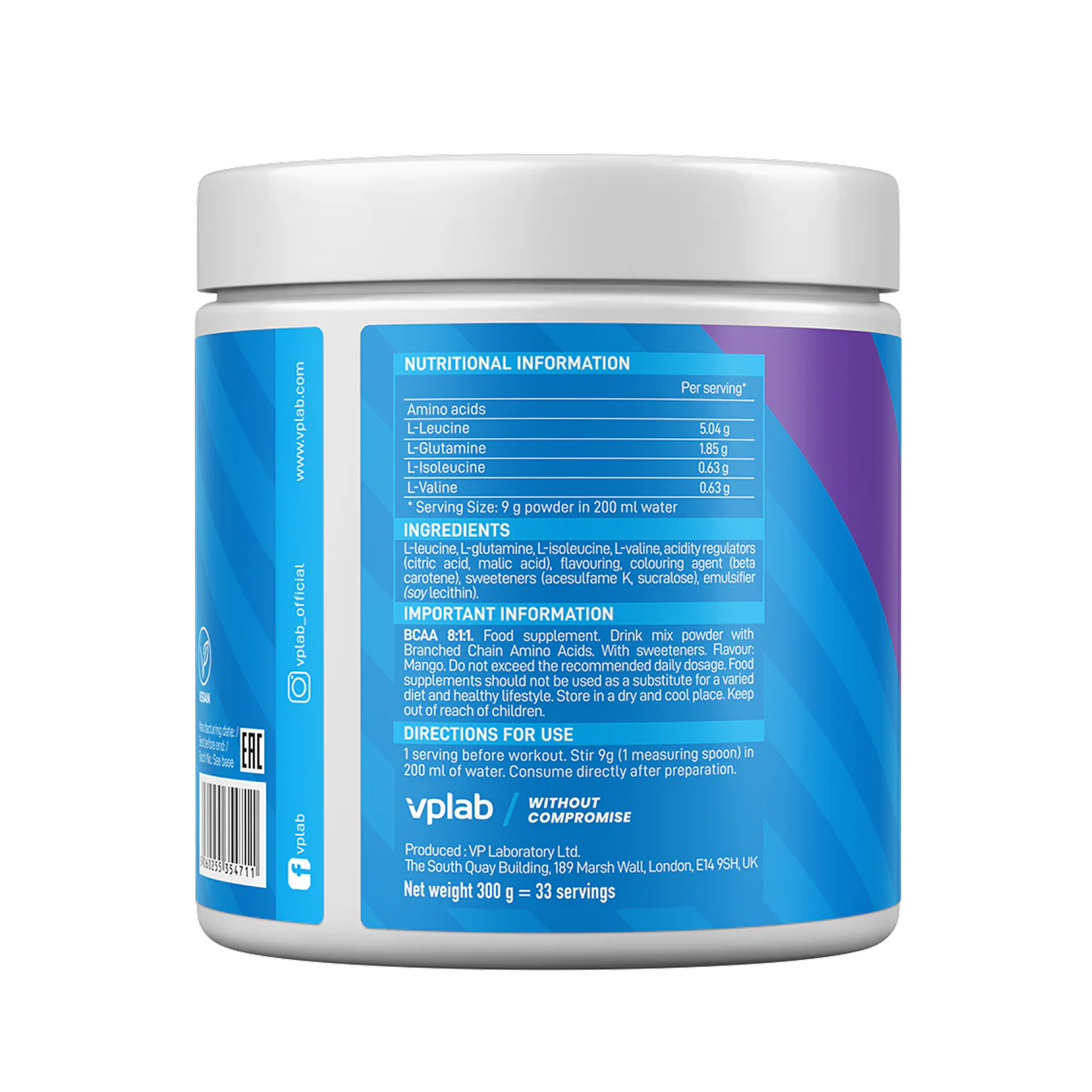 VPLab BCAA 8:1:1 - 300g Mango 2023-10-5724