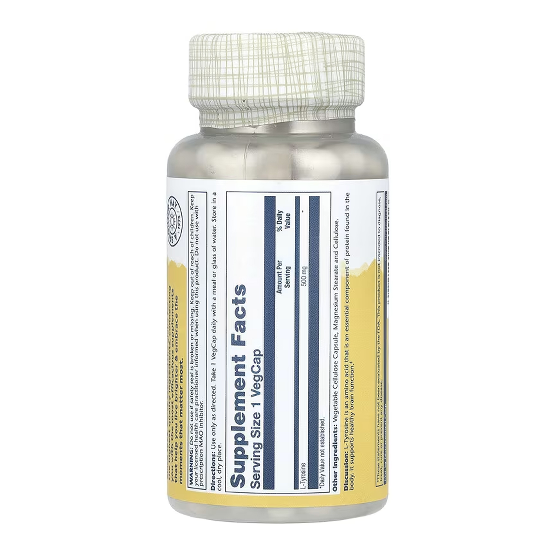 Solaray L-Tyrosine 500mg - 100 vcaps 2023-10-6756